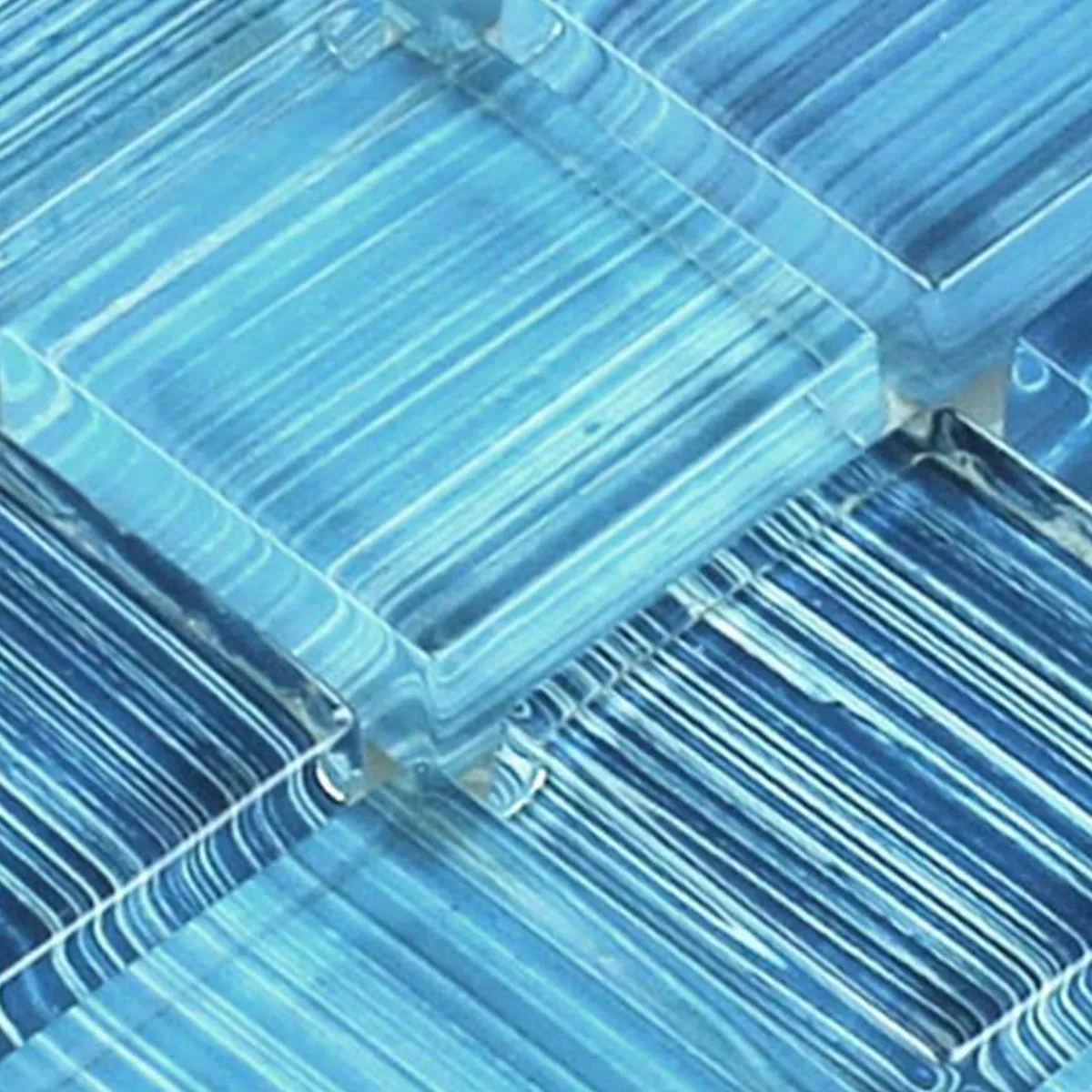 Padrão de Mosaico De Vidro Azulejos Listrado Telha Azul Mix