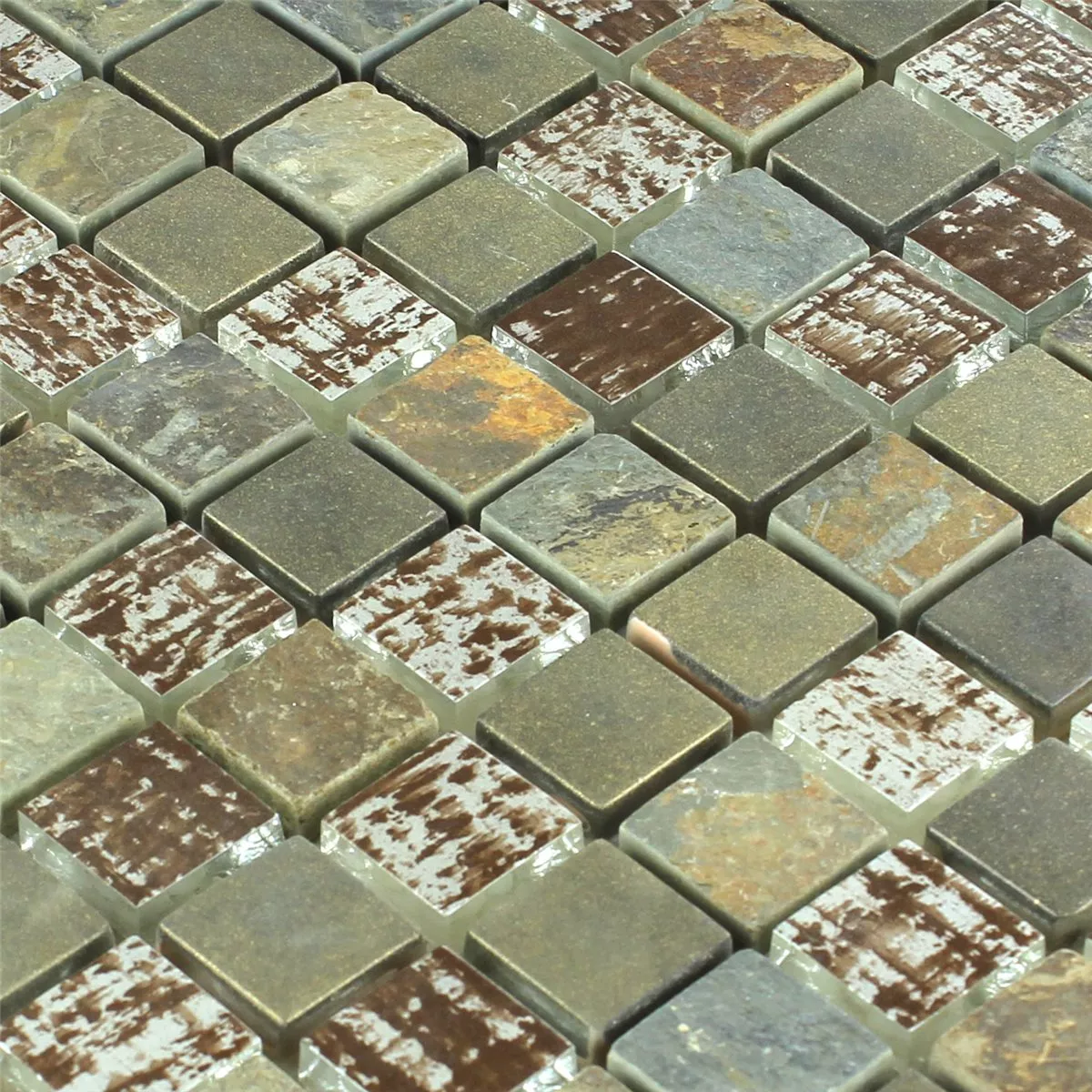 Azulejo Mosaico Quartzito Vidro Ferrugem