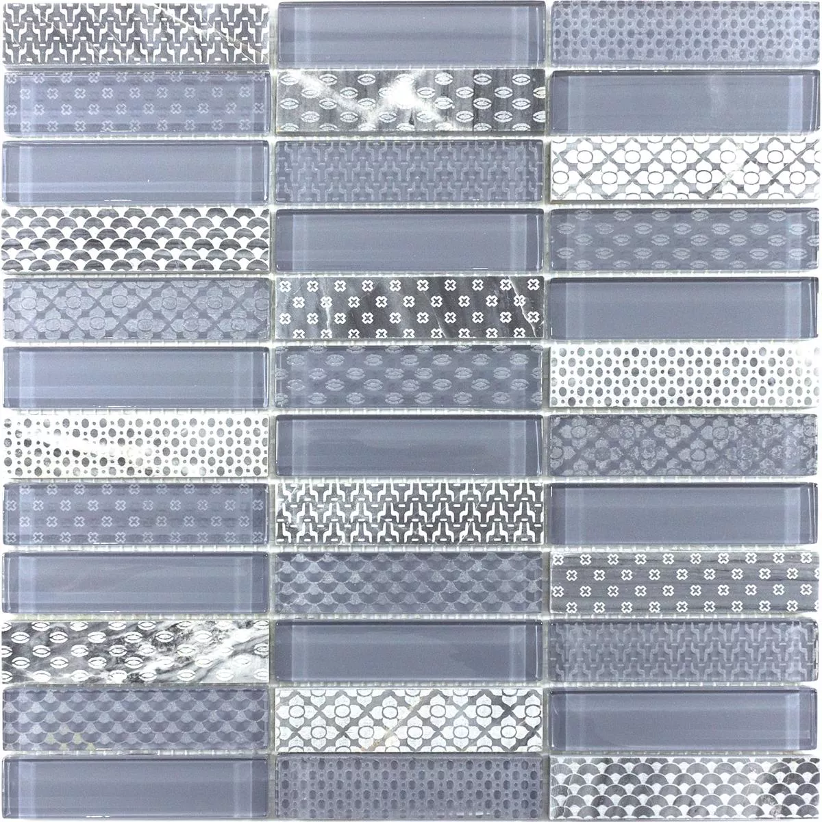 Mosaico de Pedra Natural de Vidro Azulejos Celestiana Ornamento Brick Cinza Mix