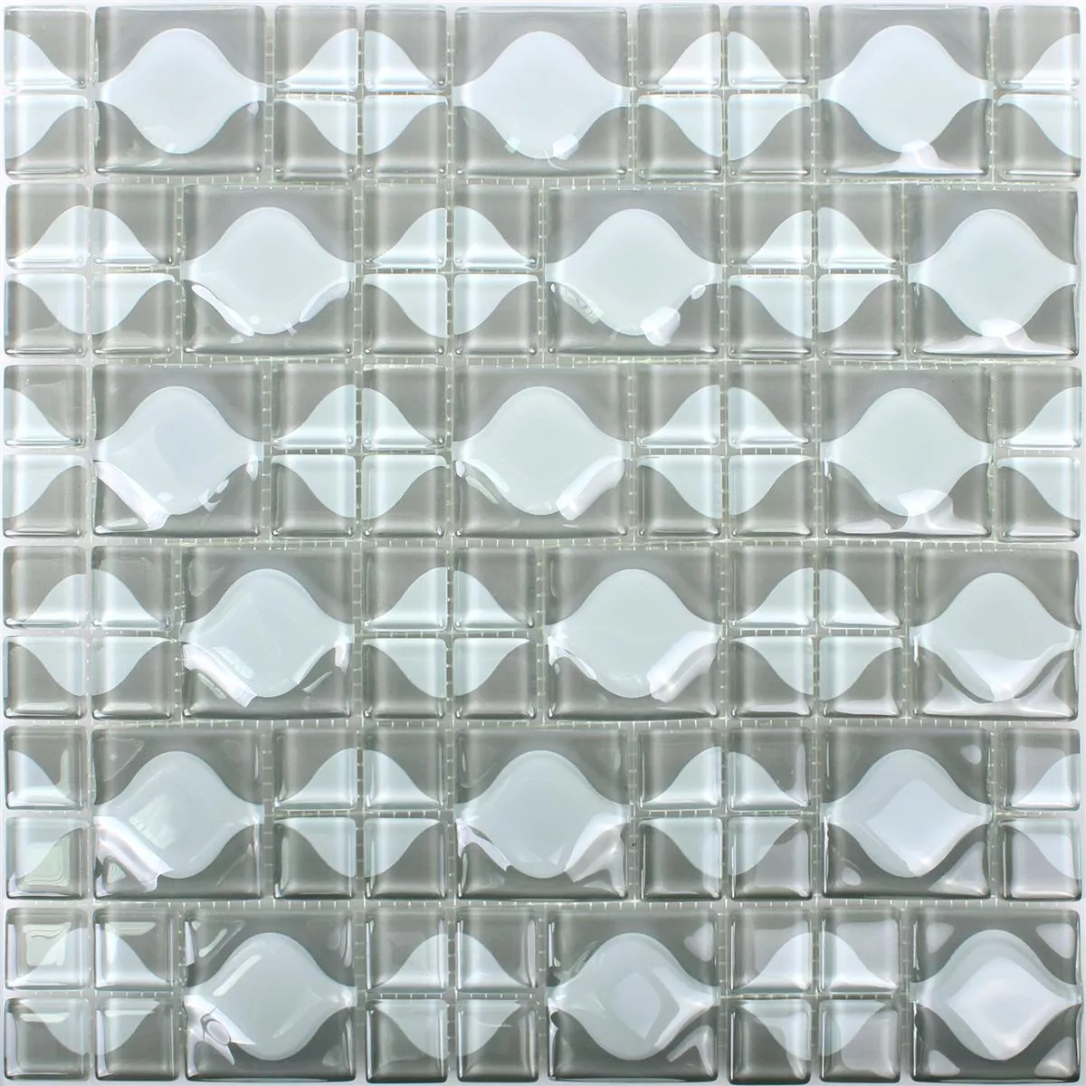 Padrão de Mosaico De Vidro Azulejos Nokta Cinza Branco 3D