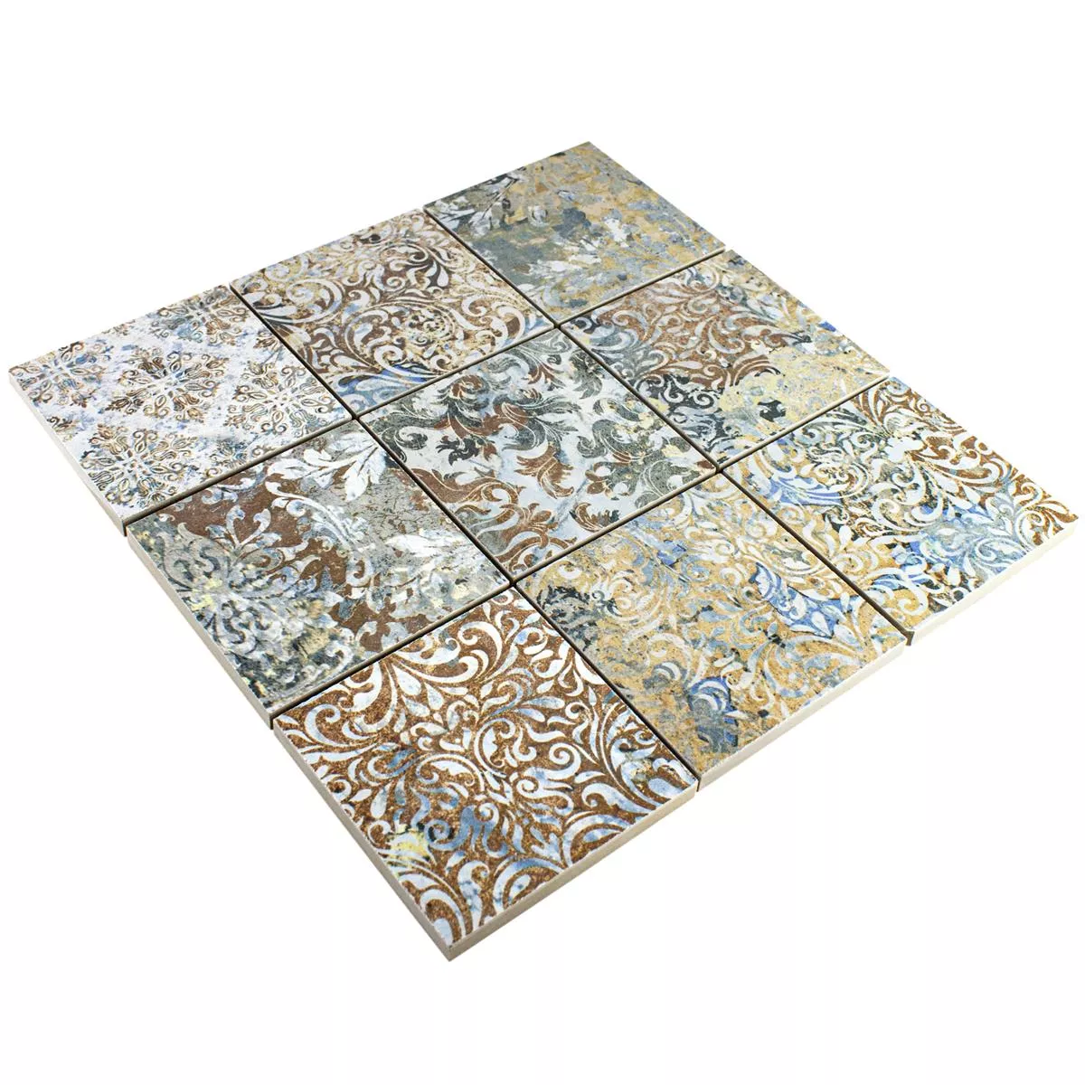 Padrão de Mosaico Cerâmico Azulejos Patchwork Multicolorido