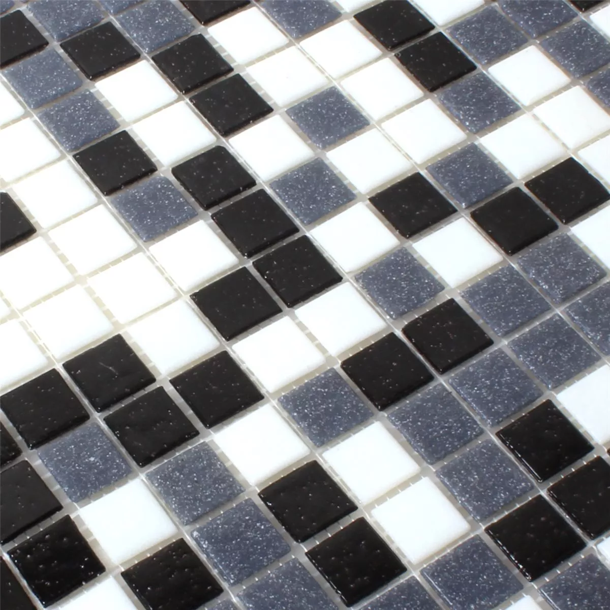 Padrão de Azulejo Mosaico Vidro Branco Cinza Preto Mix