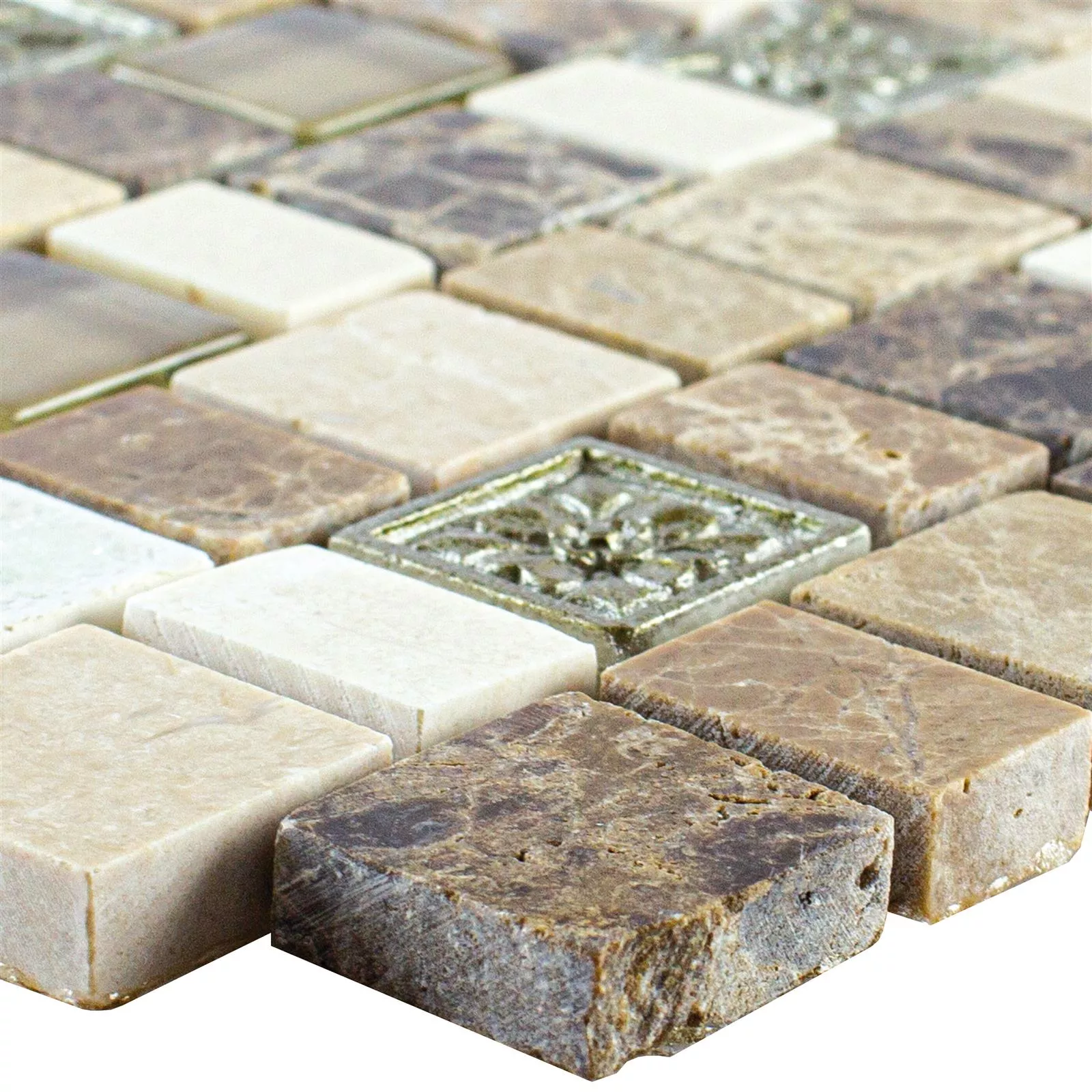 Padrão de Azulejo Mosaico Moranbah Marrom Bege Branco
