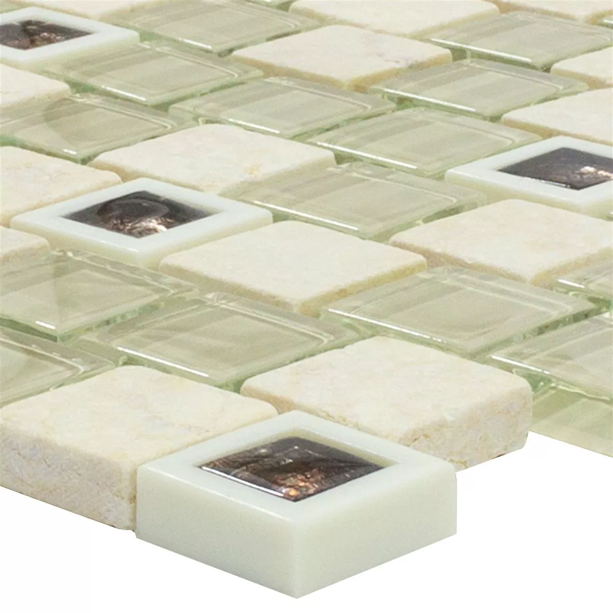 Vidro Plástico Mosaico De Pedra Natural Lunaquell Bege