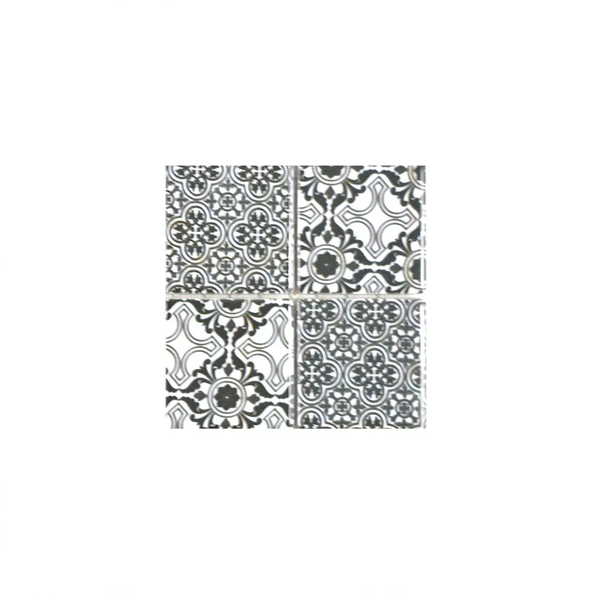 Padrão de Cerâmica Azulejo Mosaico Daymion Óptica Retrô Quadrada Preto