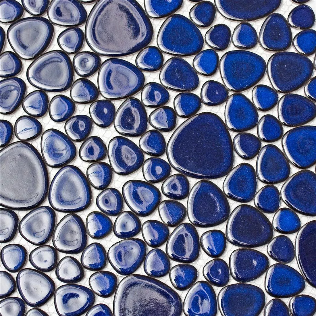 Padrão de Cerâmica Azulejo Mosaico Seixo Óptica Azul Escuro