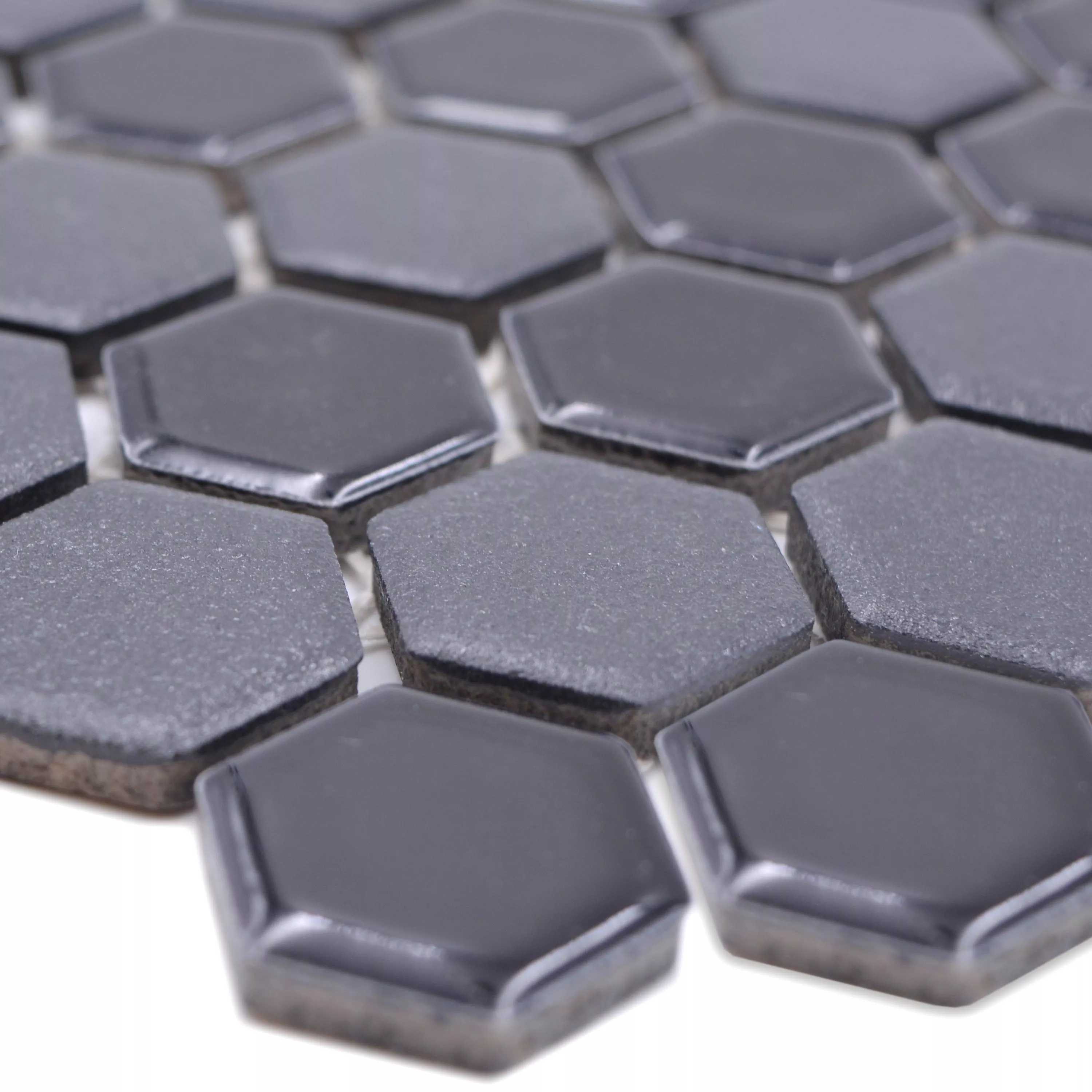 Padrão de Mosaico Cerâmico Tripolis Preto R10B Hexágono 23