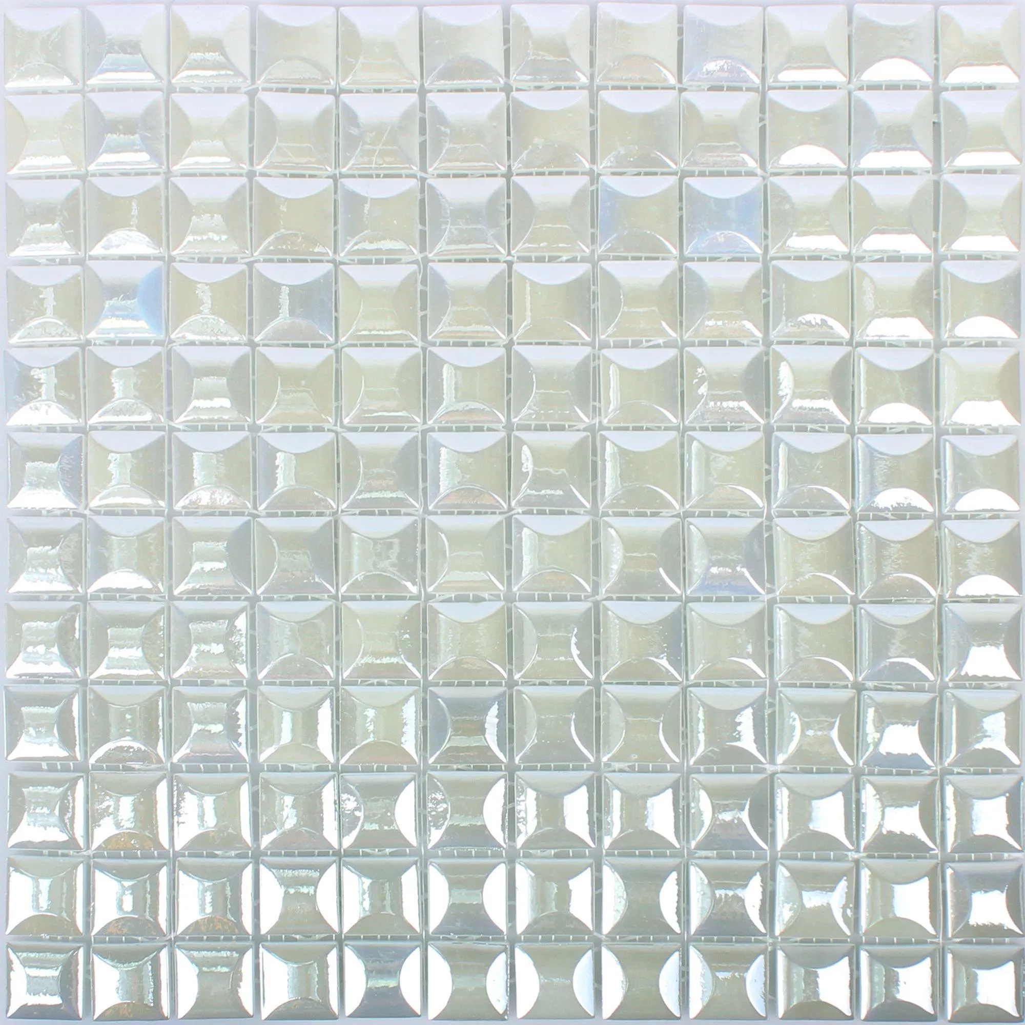 Mosaico De Vidro Azulejos Monrovia Branco 3D Metallic