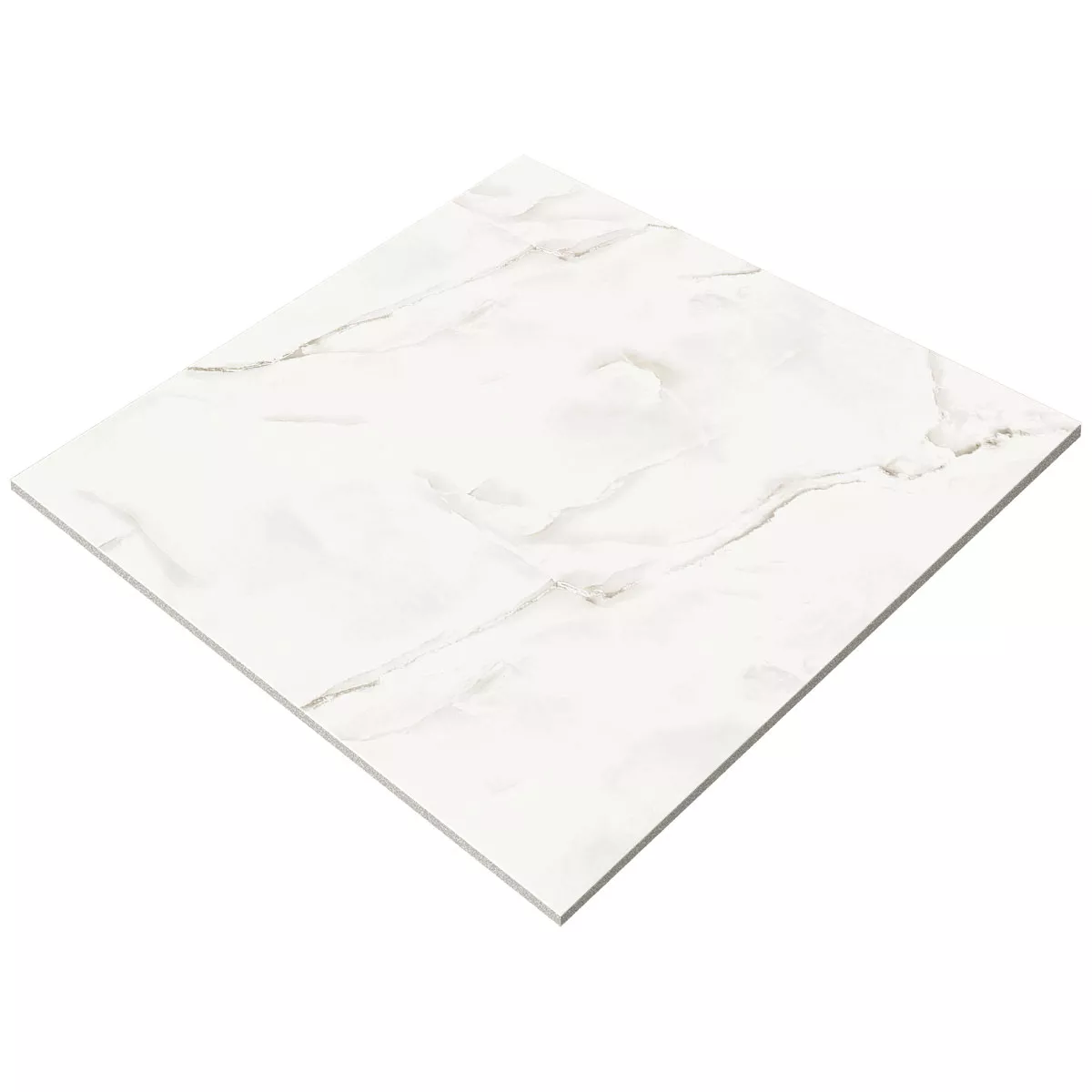 Ladrilhos Konza Aparência de Mármore Polido Brilhante Branco 120x120cm