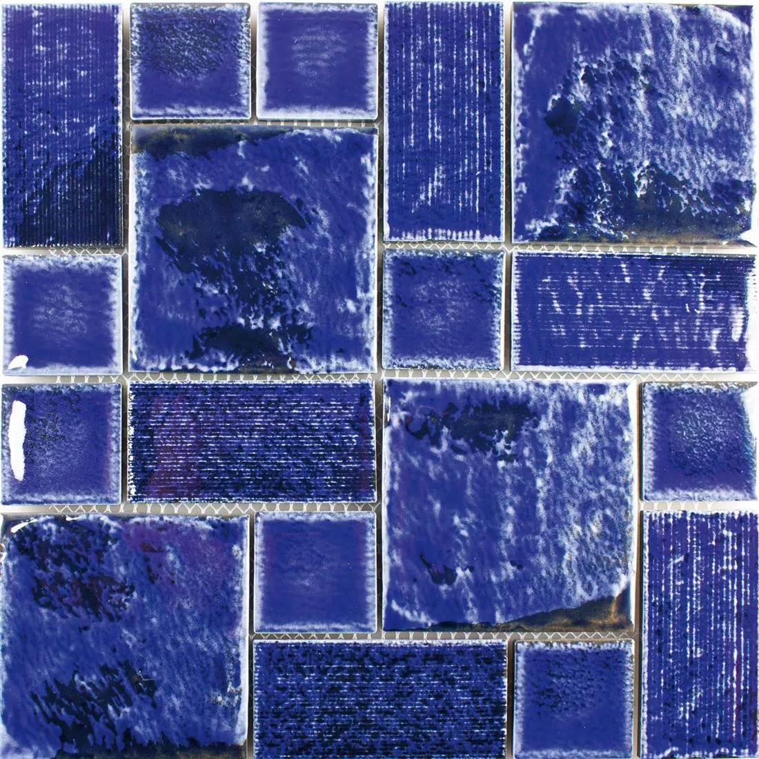 Padrão de Cerâmica Azulejo Mosaico Bangor Brilhante Azul Mix