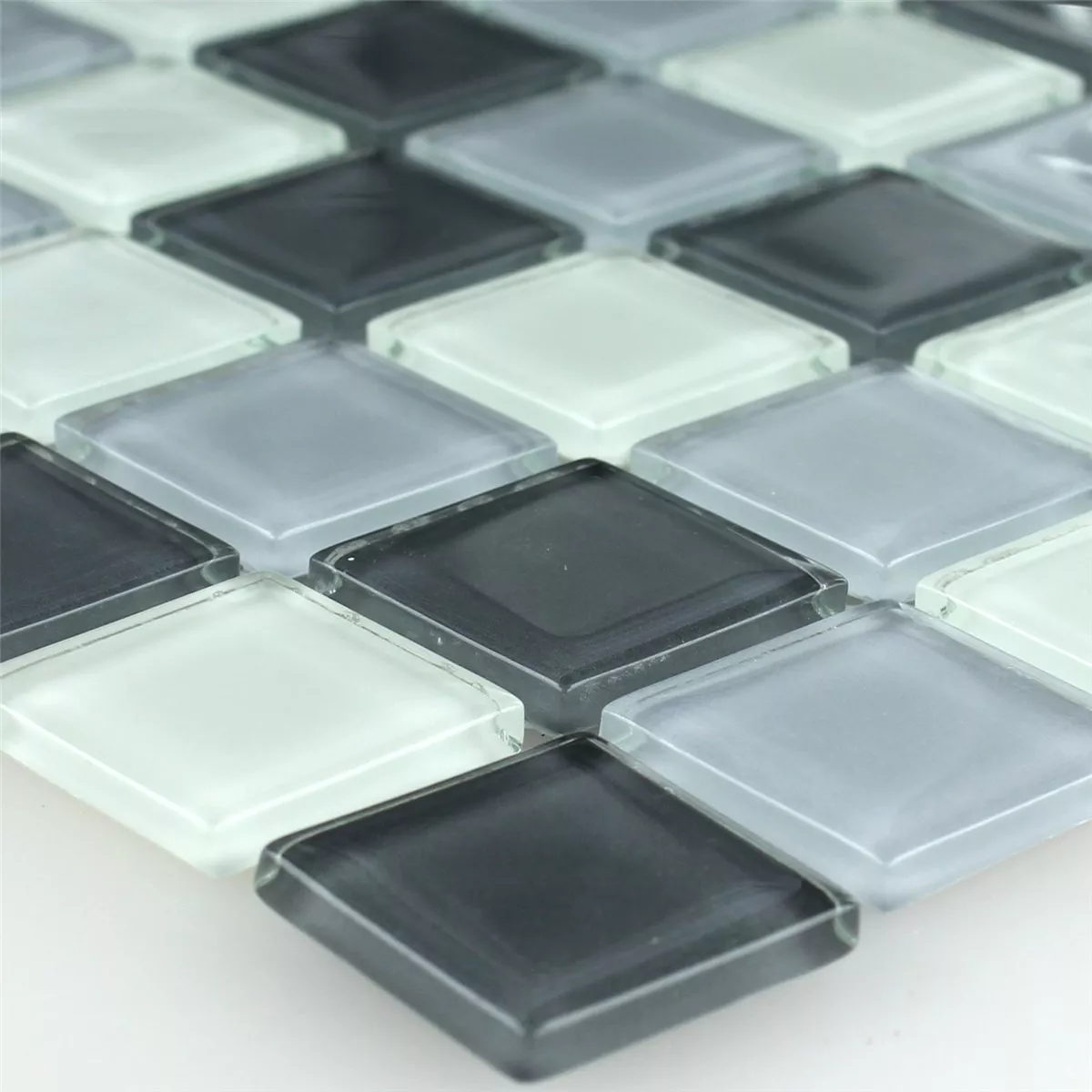Mosaico De Vidro Azulejos Cinza Mix 25x25x4mm