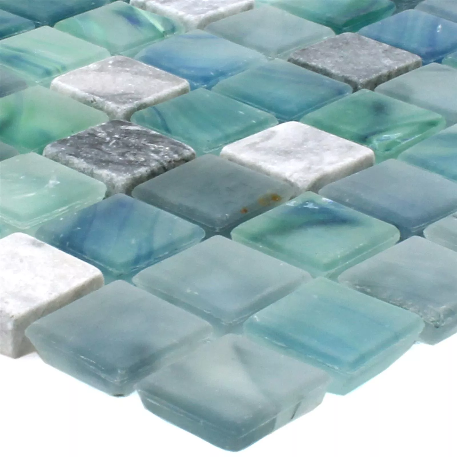 Azulejo Mosaico Mayon Vidro Mármore Mix Verde Mar