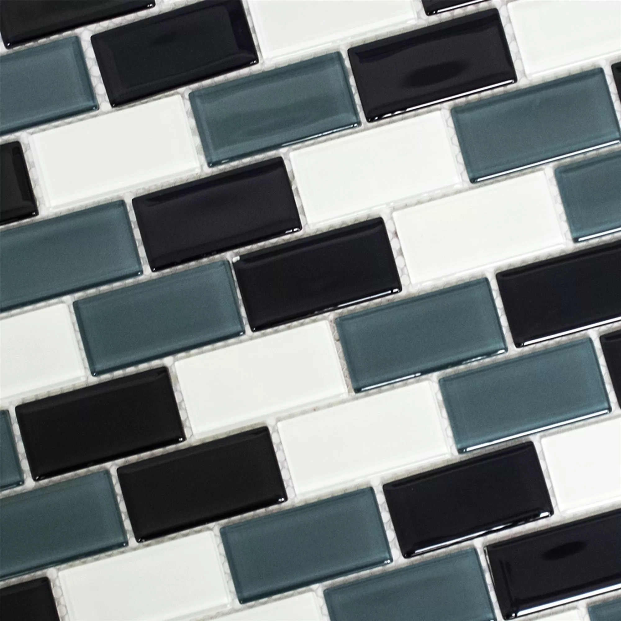 Padrão de Mosaico De Vidro Azulejos Alpha Preto Cinza Branco