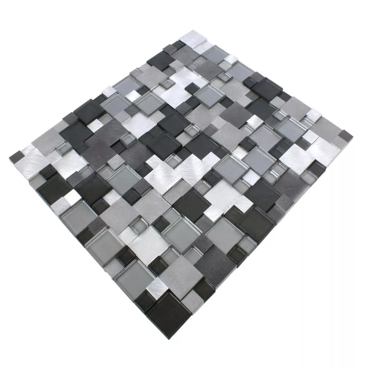 Padrão de Azulejo Mosaico Vidro Alumínio Condor 3D Preto Mix