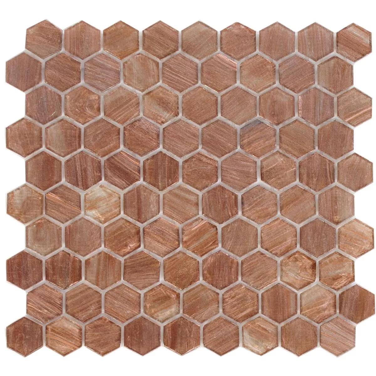 Mosaico De Vidro Azulejos Trend-Vi Hexagonal 222 Cobre Marrom