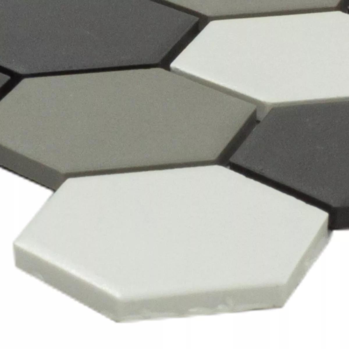 Cerâmica Azulejo Mosaico Hexágono Bern Preto Branco