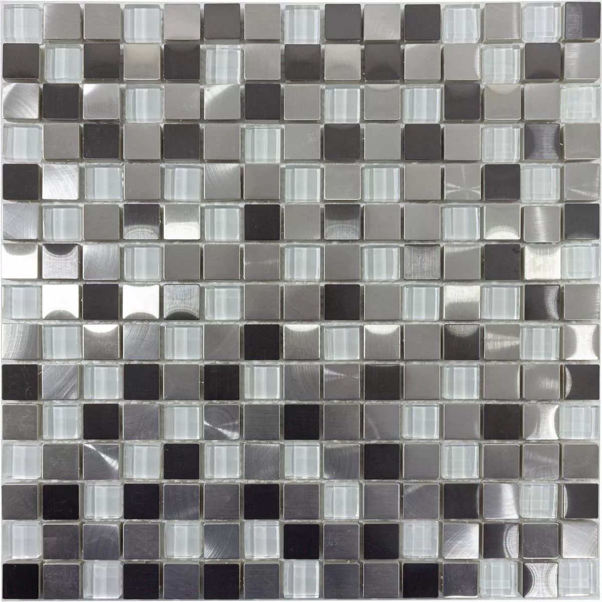 Padrão de Vidro Metal Aço Inoxidável Azulejo Mosaico Stella Branco Prata