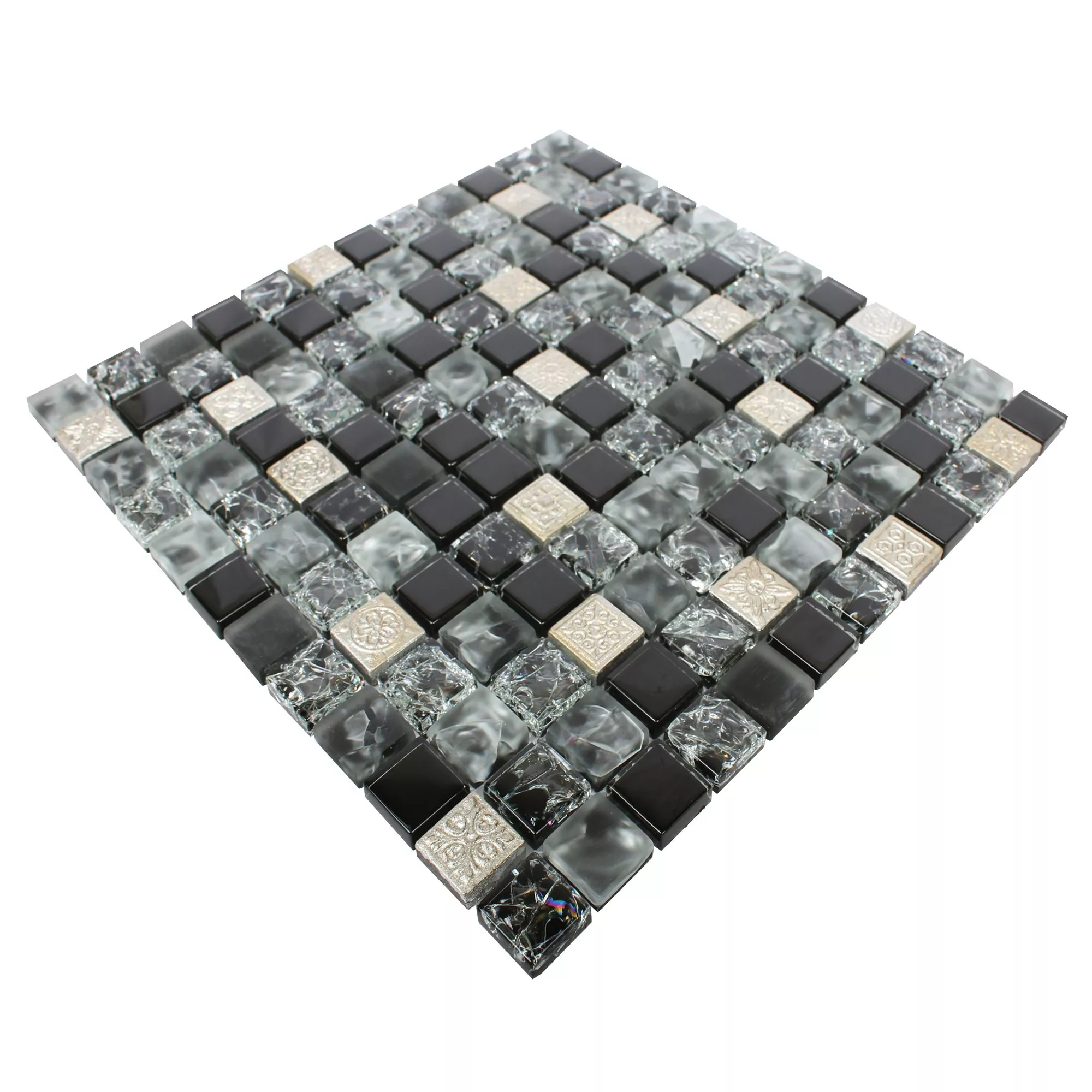 Vidro Resina Azulejo Mosaico Bogardus Preto Mix