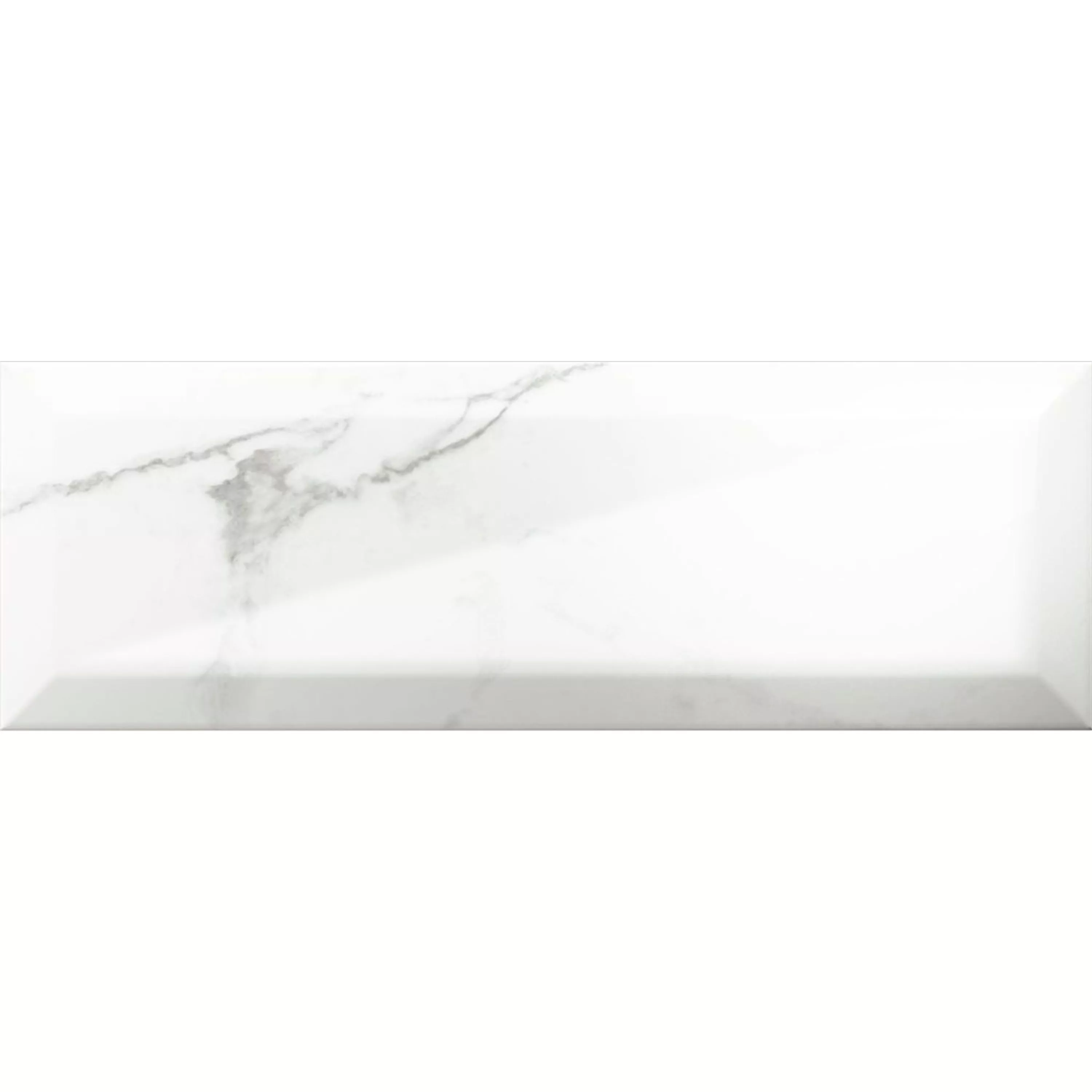 Metro Azulejos Girona Aparência de Mármore Faceta Branco Brilhante 10x30cm Metro Azulejos Girona Aparência de Mármore Faceta Branco Brilhante 10x30cm