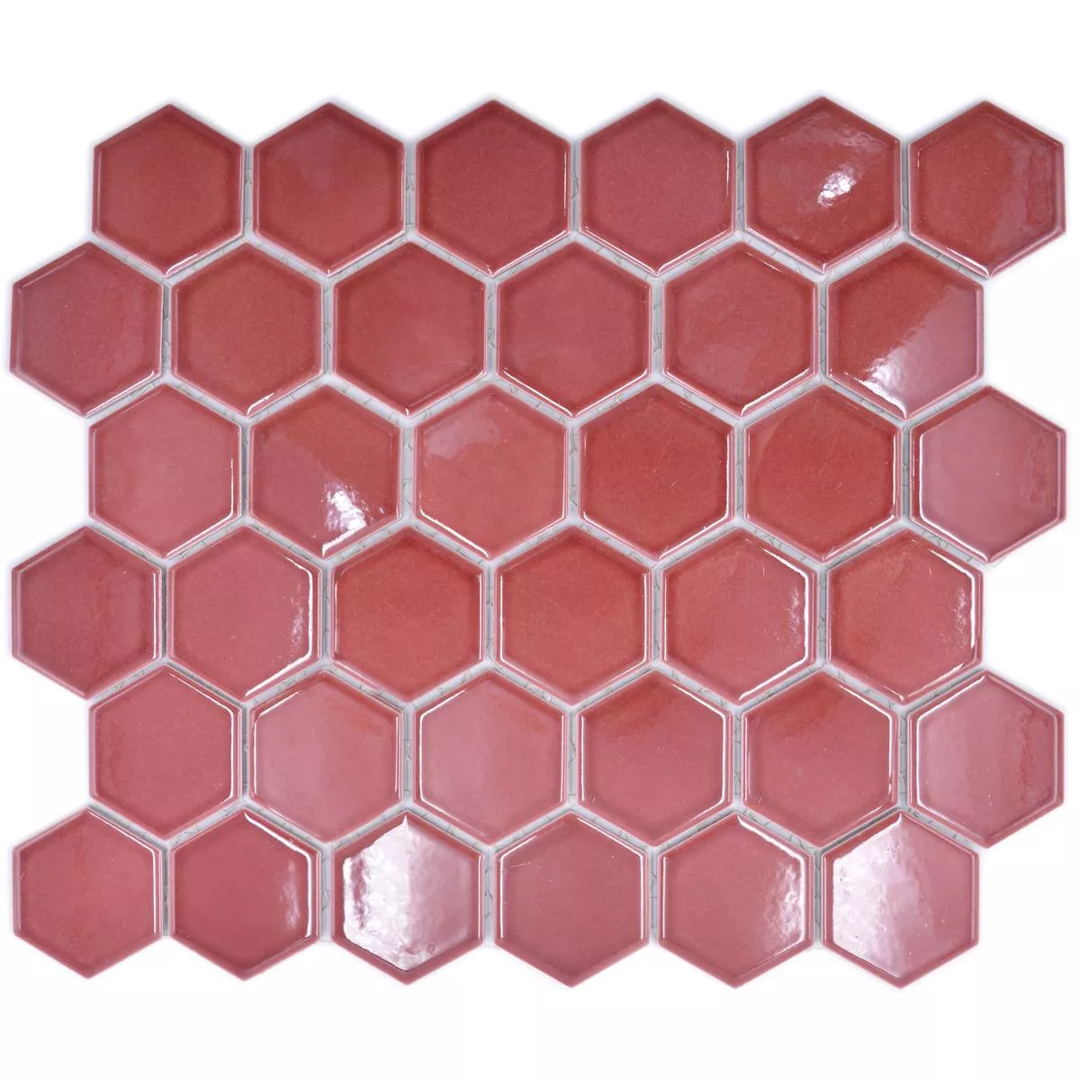 Padrão de Mosaico Cerâmico Salomon Hexágono Bordeaux Vermelho H51