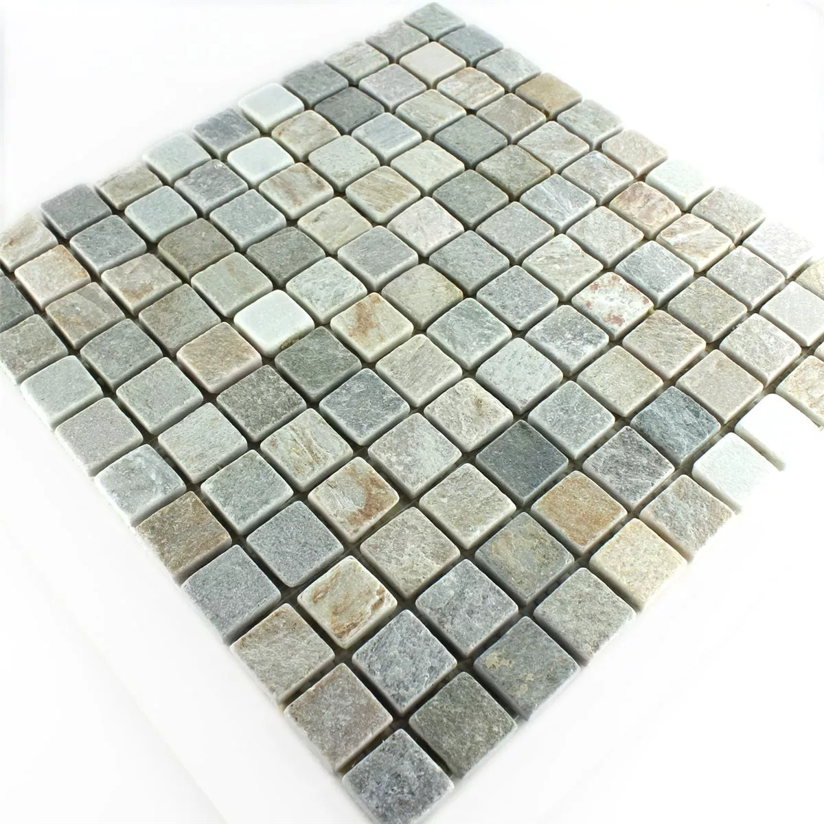 Pedra Natural Quartzito Azulejo Mosaico Bege Cinza 22x22mm