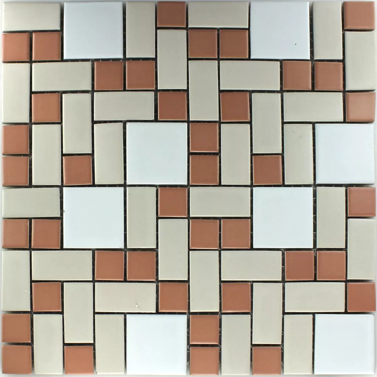 Padrão de Azulejo Mosaico Cerâmica Branco Bege Terracota Mix