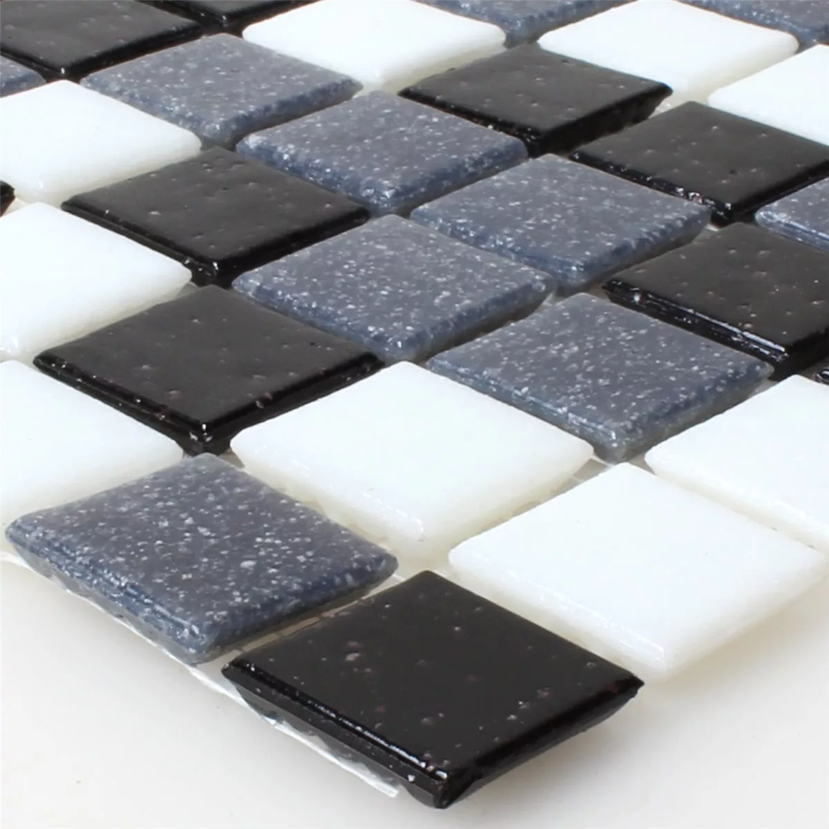 Padrão de Azulejo Mosaico Vidro Branco Cinza Preto Mix