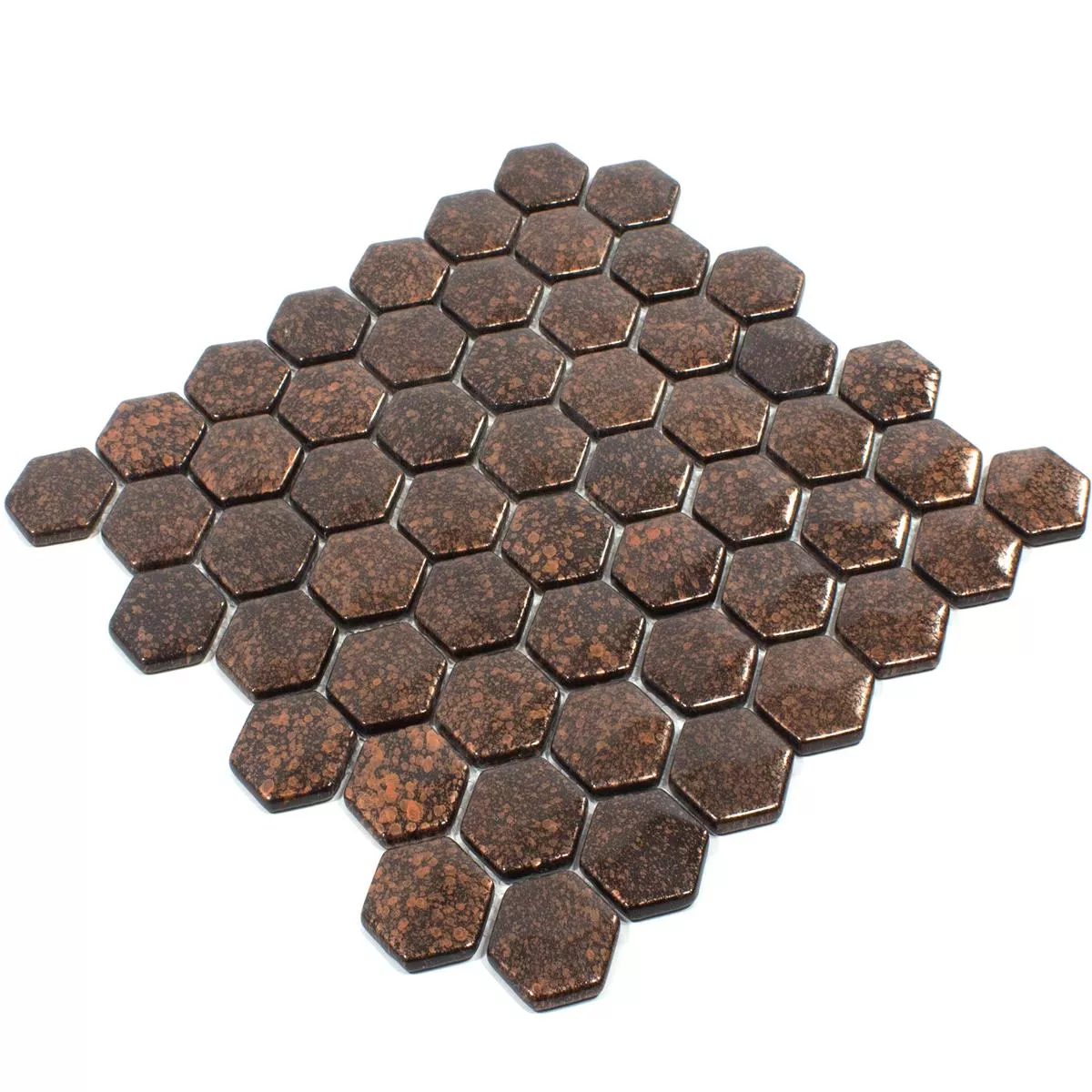 Padrão de Mosaico De Vidro Azulejos Leopard Hexágono 3D Bronze