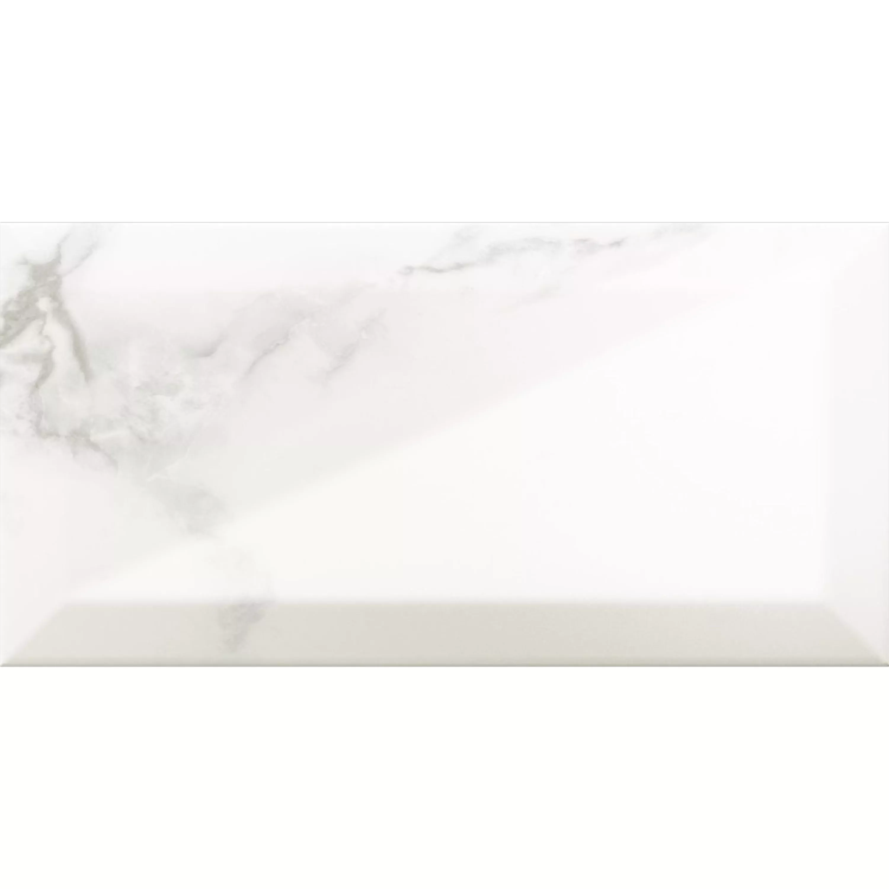 Metro Azulejos Girona Aparência de Mármore Faceta Branco Brilhante 10x20cm Metro Azulejos Girona Aparência de Mármore Faceta Branco Brilhante 10x20cm
