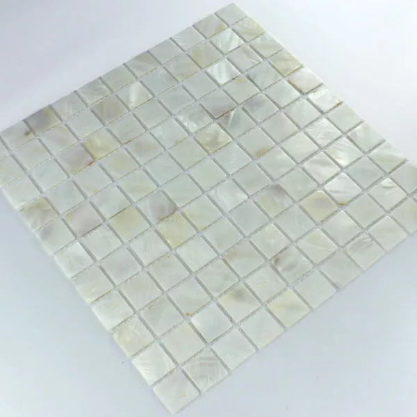 Padrão de Azulejo Mosaico Vidro Efeito Madrepérola  Branco
