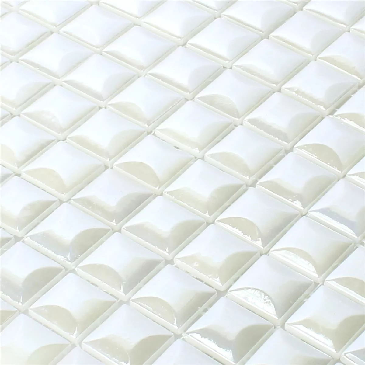 Padrão de Mosaico De Vidro Azulejos Monrovia Branco 3D Metallic