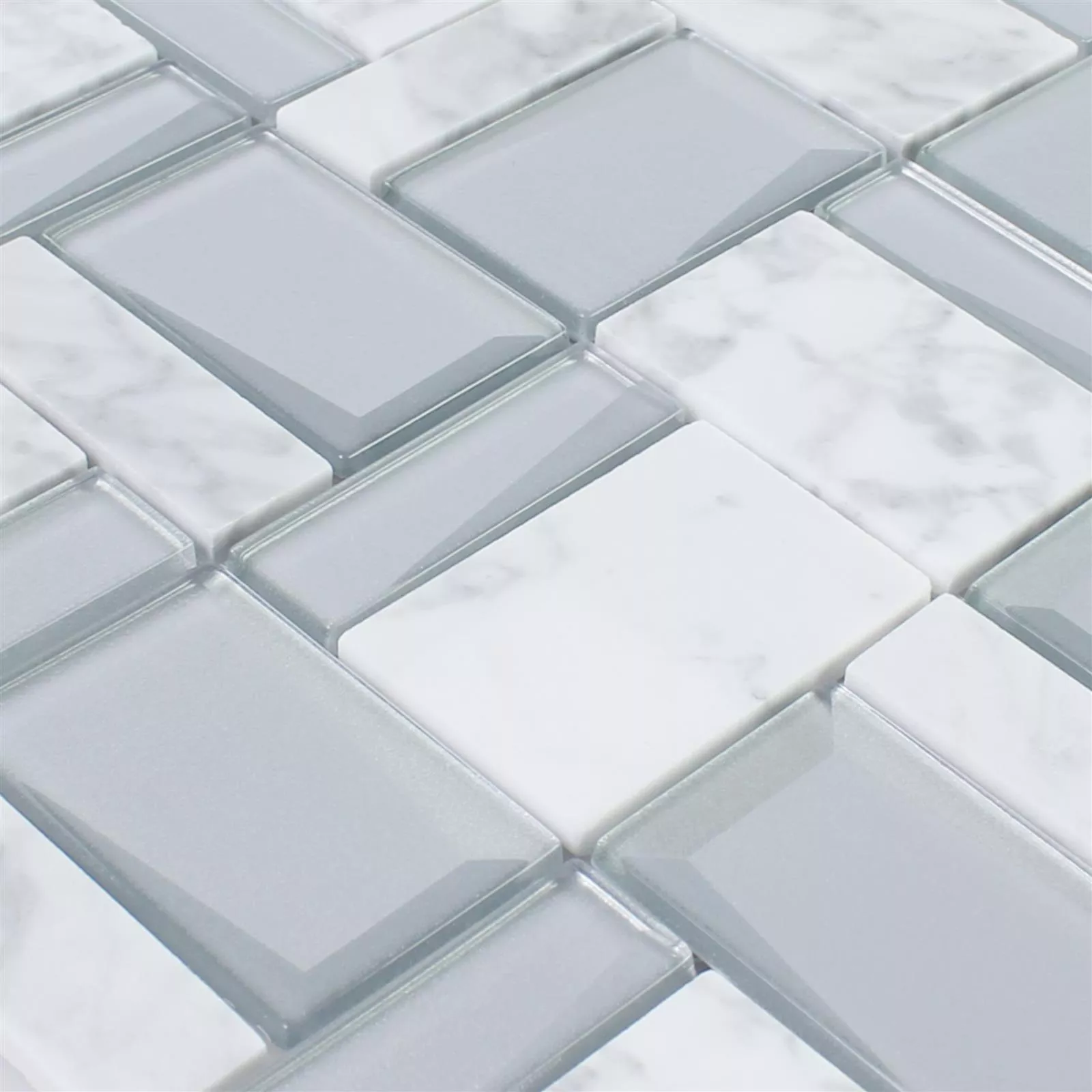 Vidro Mosaico De Pedra Natural Lapseki Branco Prata