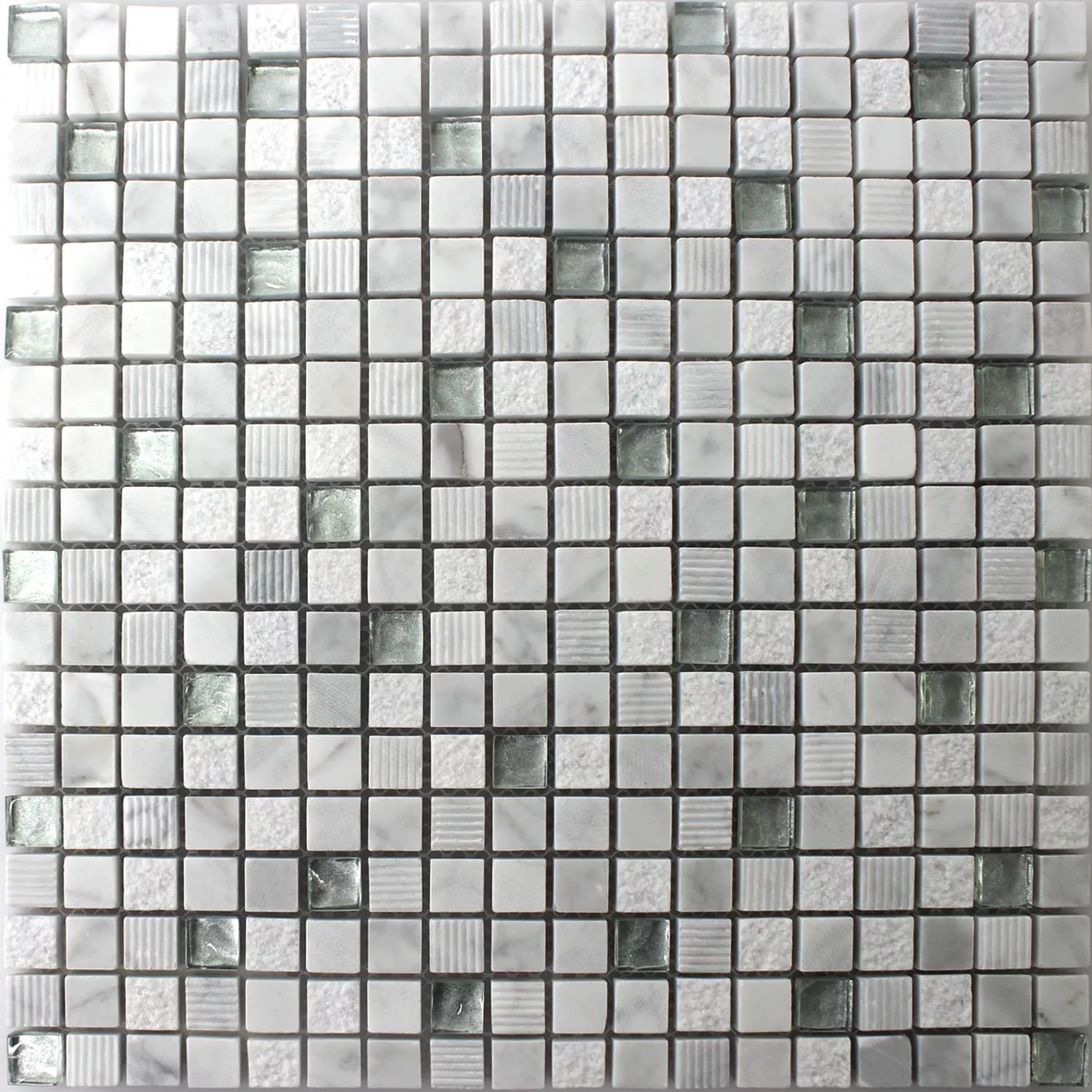 Padrão de Azulejo Mosaico Vidro Pedra Natural Yukon Branco