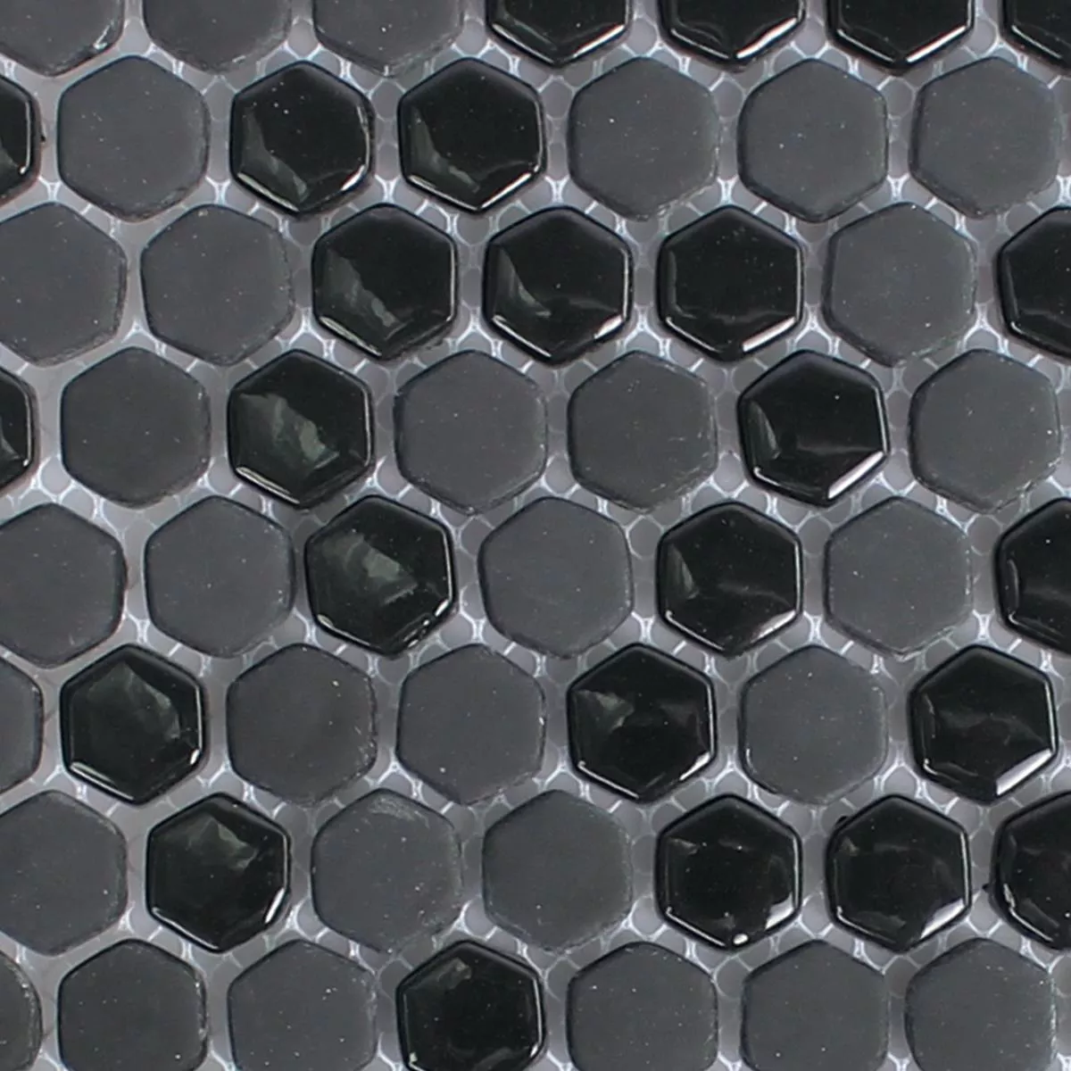 Padrão de Mosaico De Vidro Azulejos Brockway Hexágono Eco Preto