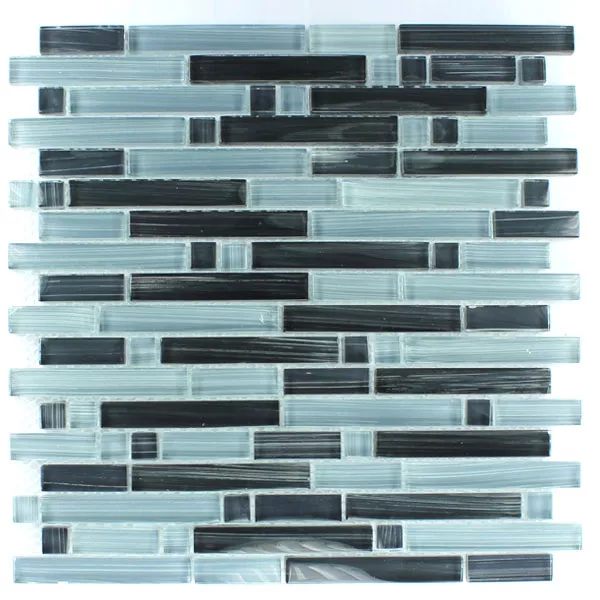 Padrão de Mosaico De Vidro Azulejos Preto Cinza Mix