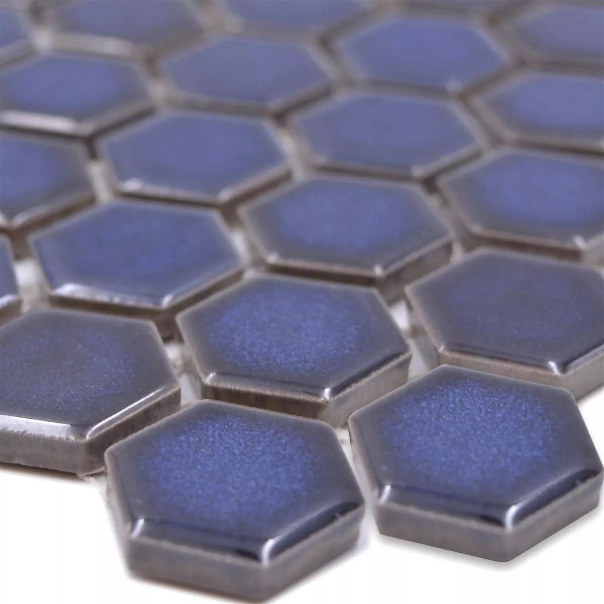 Padrão de Mosaico Cerâmico Salomon Hexágono Cobalto Azul H23