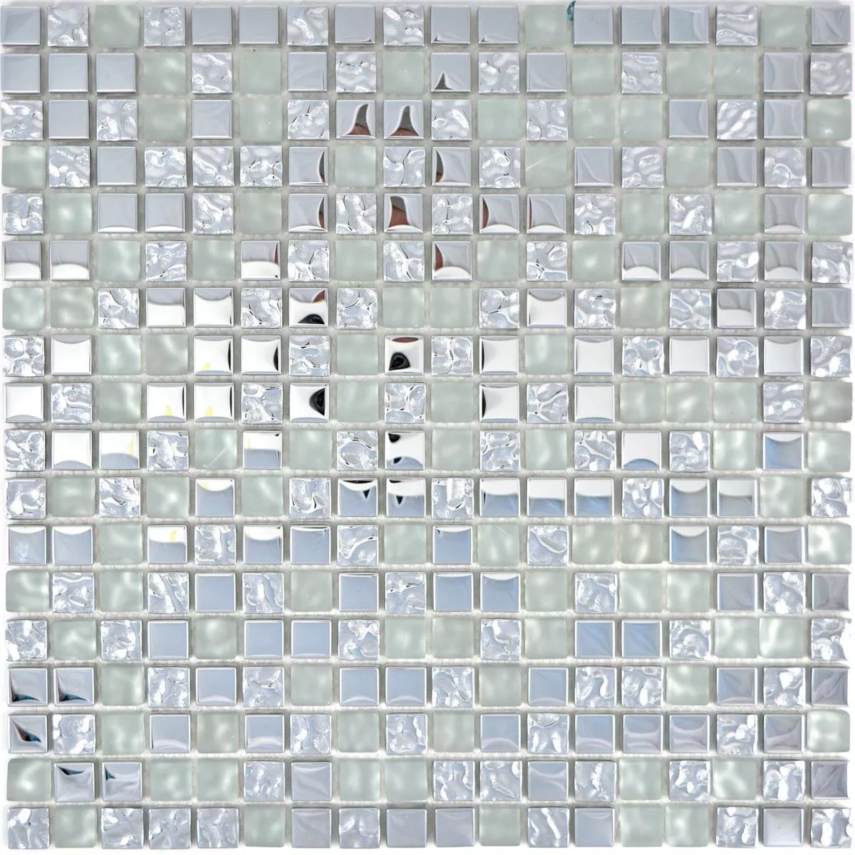 Padrão de Mosaico De Vidro Azulejos Tolstoi Prata Branco