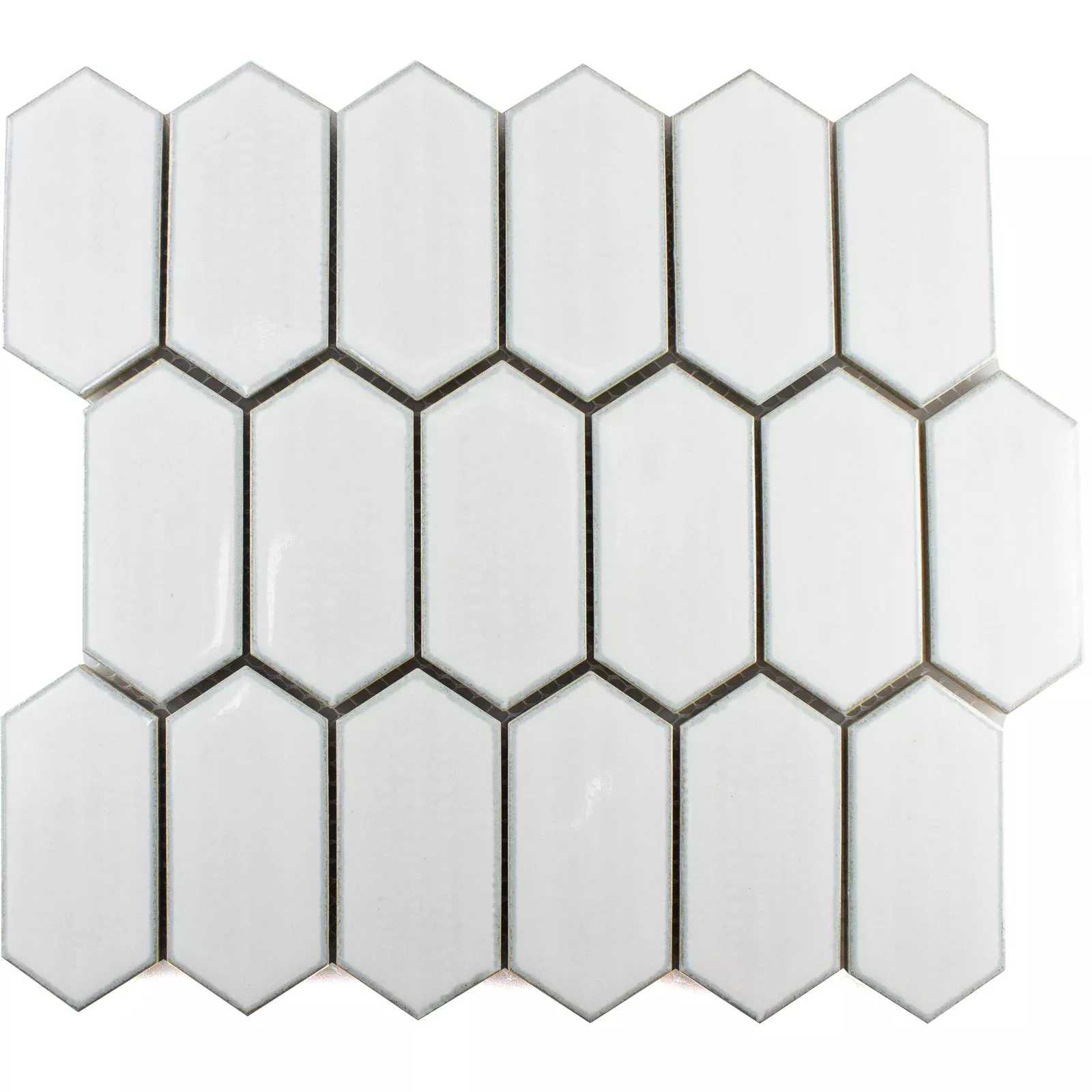 Padrão de Cerâmica Azulejo Mosaico McCook Hexágono Longo Branco