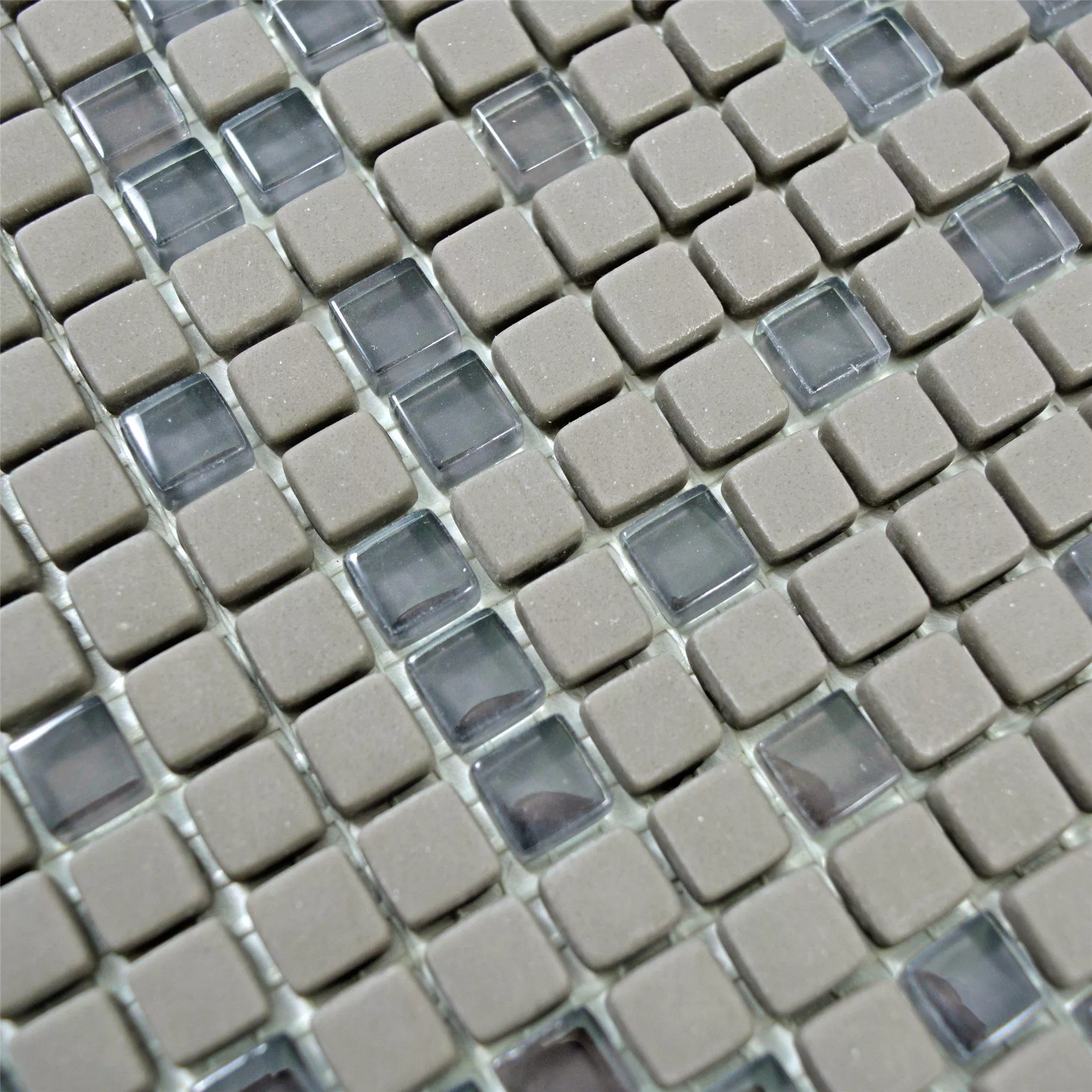 Mosaico De Vidro Azulejos Kassandra Cinza Marrom Fosco