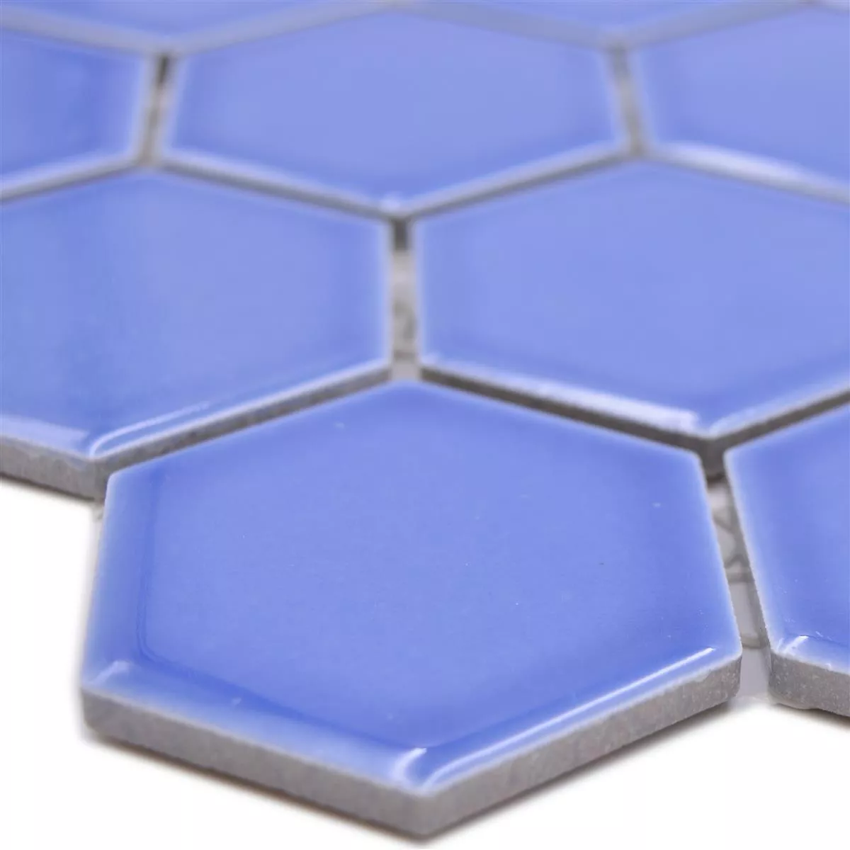Padrão de Mosaico Cerâmico Salomon Hexágono Azul Claro H51