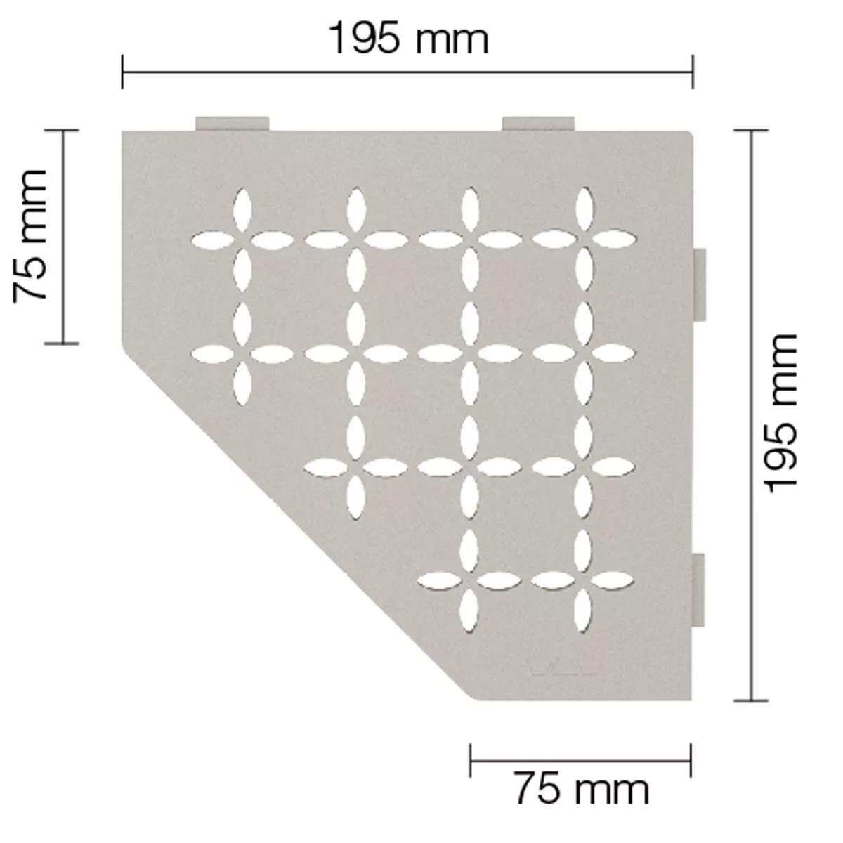 Prateleira de parede para chuveiro Schlüter 5 cantos 19,5x19,5cm floral bege