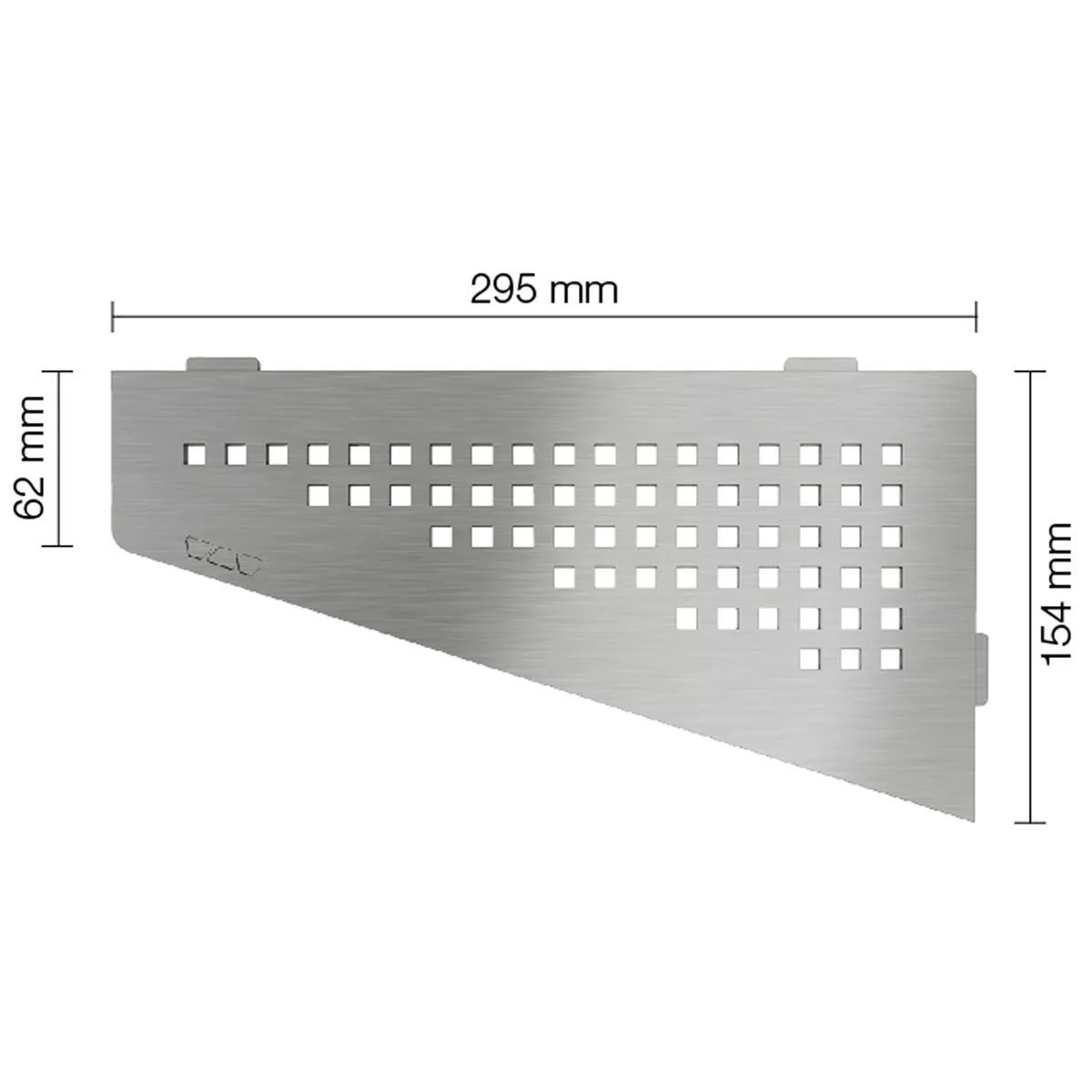 Prateleira de parede para chuveiro Schlüter quadrada 15,4x29,5cm quadrada prateada