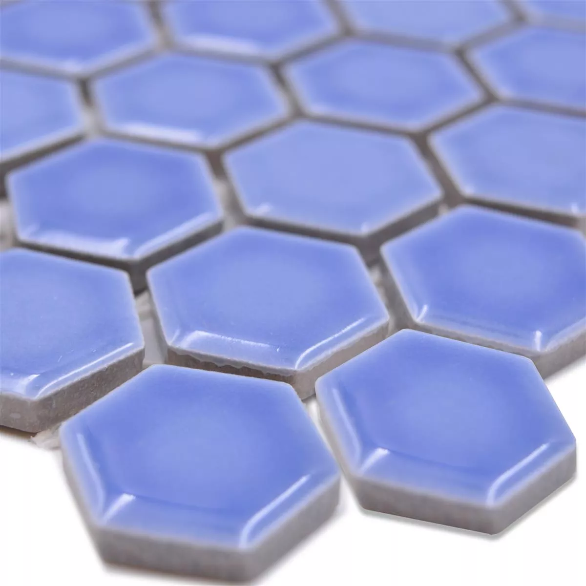 Padrão de Mosaico Cerâmico Salomon Hexágono Azul Claro H23