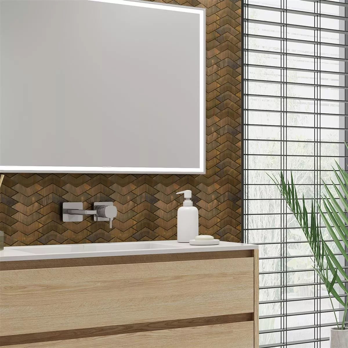 Metal Cobre Azulejo Mosaico Copperfield 3D Aceno