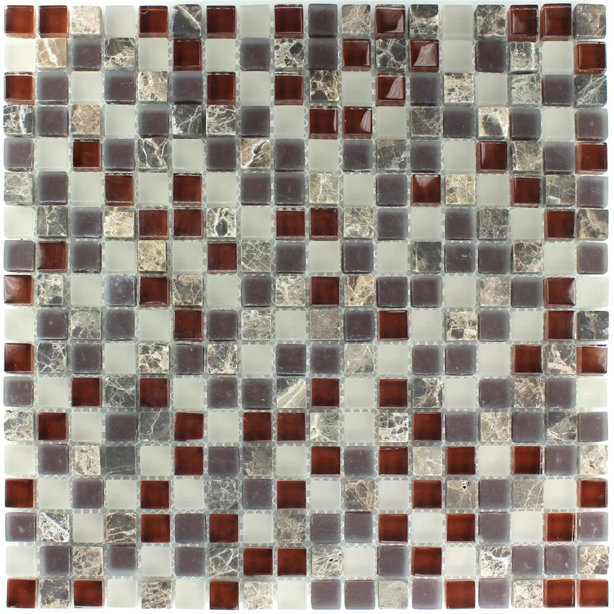 Azulejo Mosaico Vidro Mármore 15x15x8mm Marrom