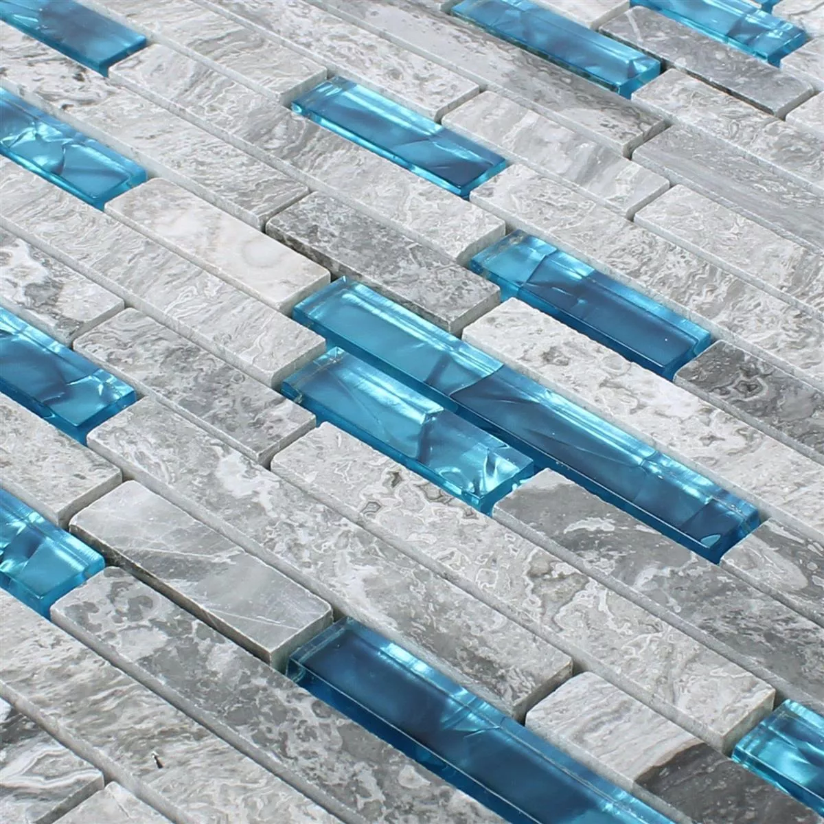 Mosaico De Vidro Ladrilhos De Pedra Natural Sinop Cinza Azul Stick