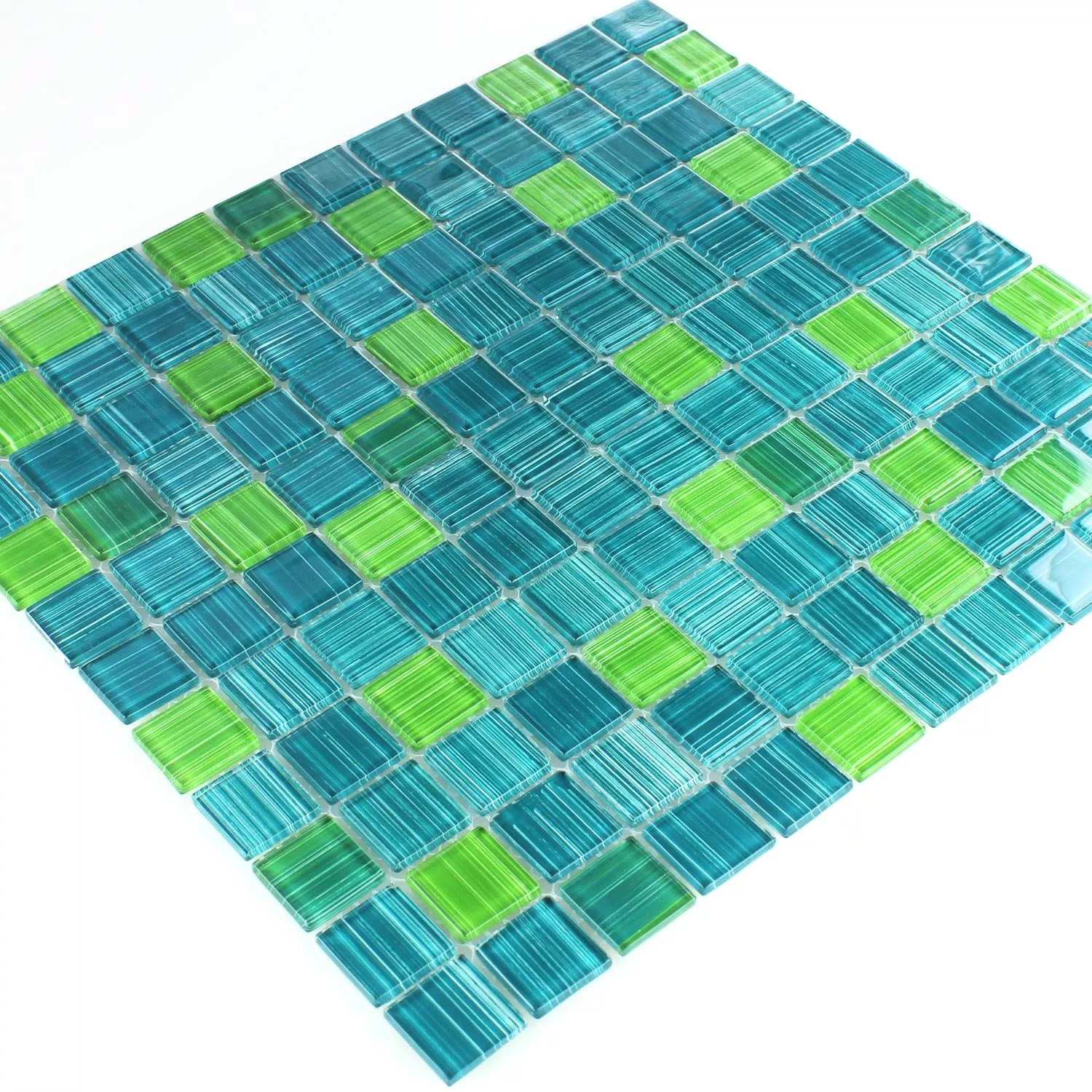 Mosaico De Vidro Azulejos Listrado Verde Mix