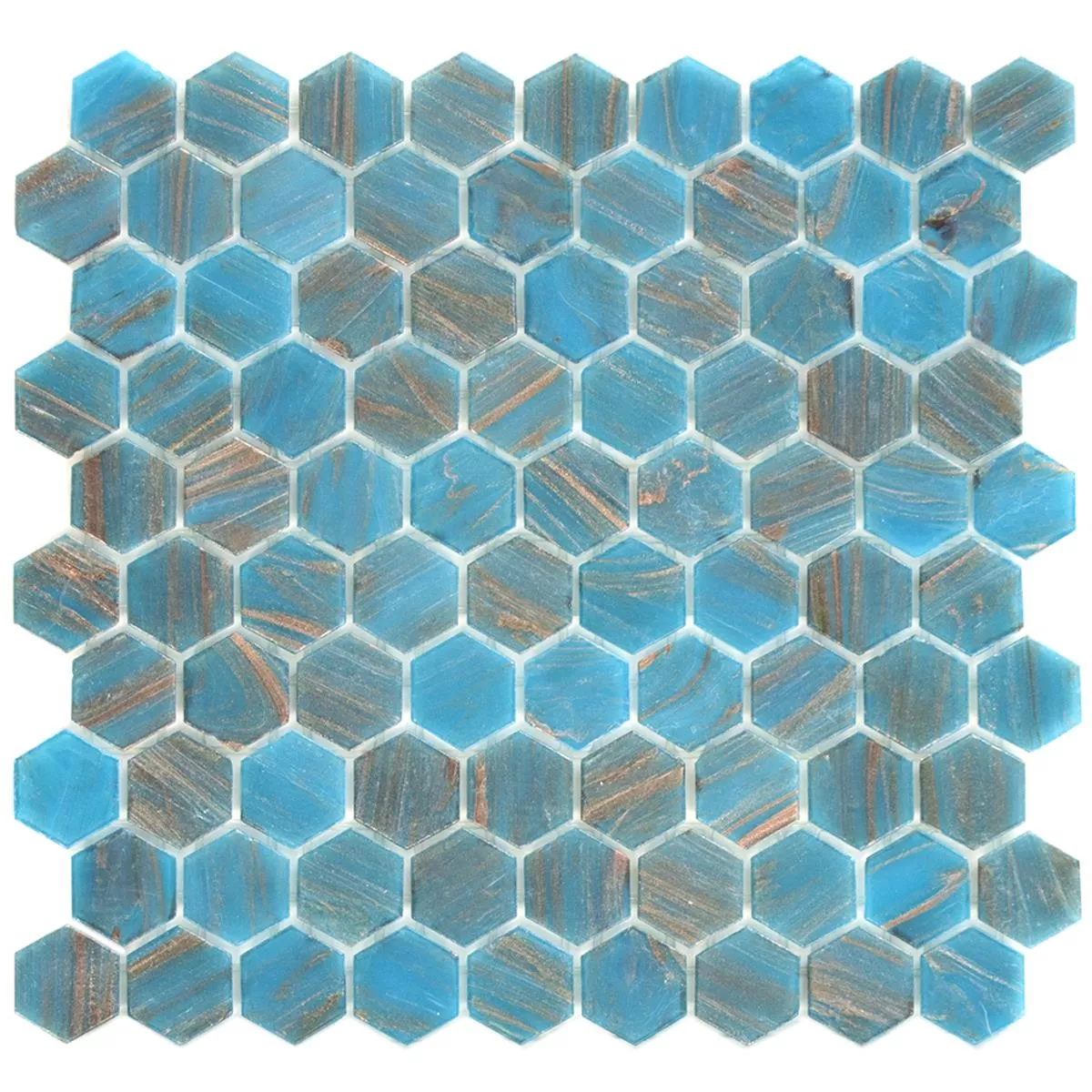 Mosaico De Vidro Azulejos Trend-Vi Vidro Hexagonal 242 Turquesa Azul