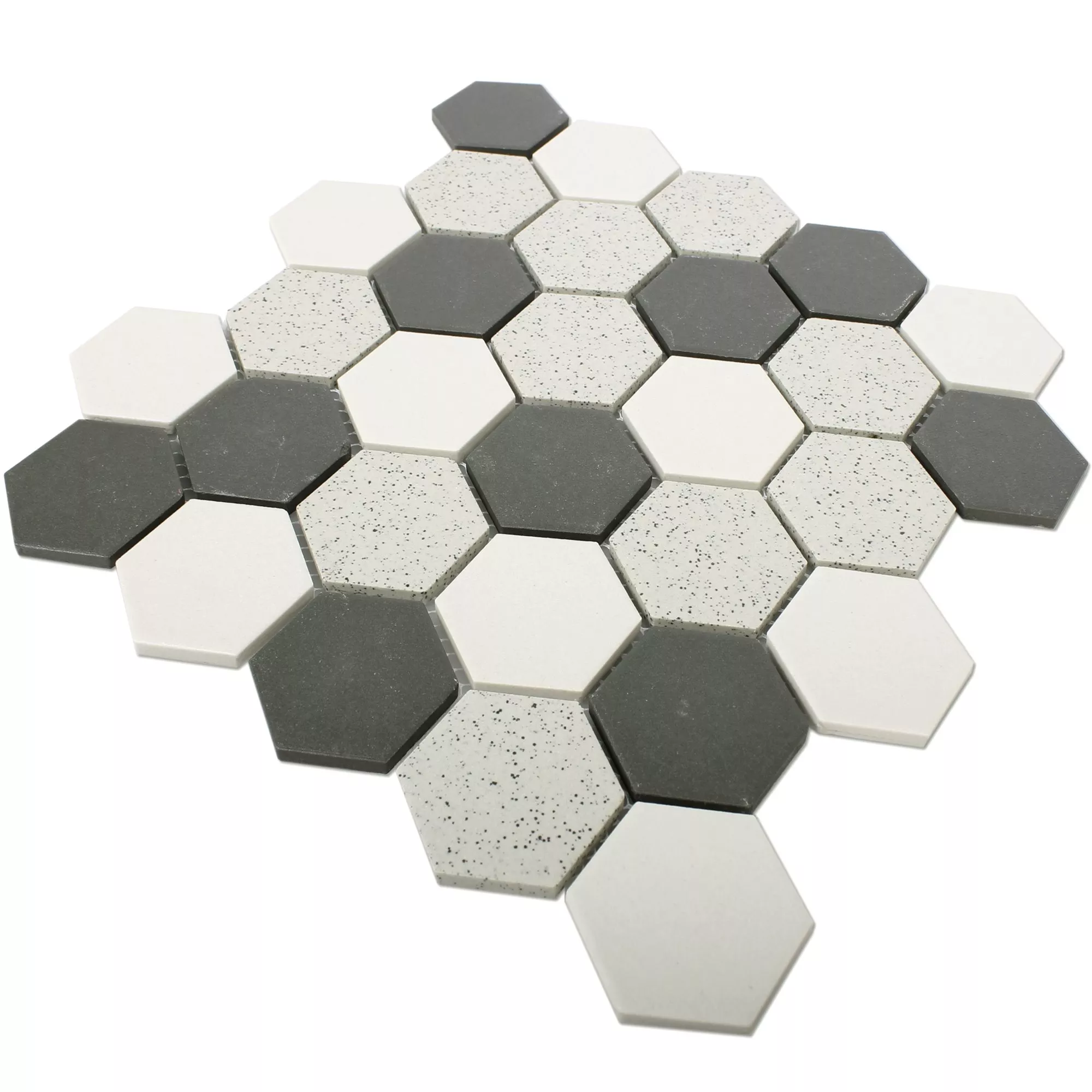 Cerâmica Azulejo Mosaico Monforte Hexágono Preto Cinza 51