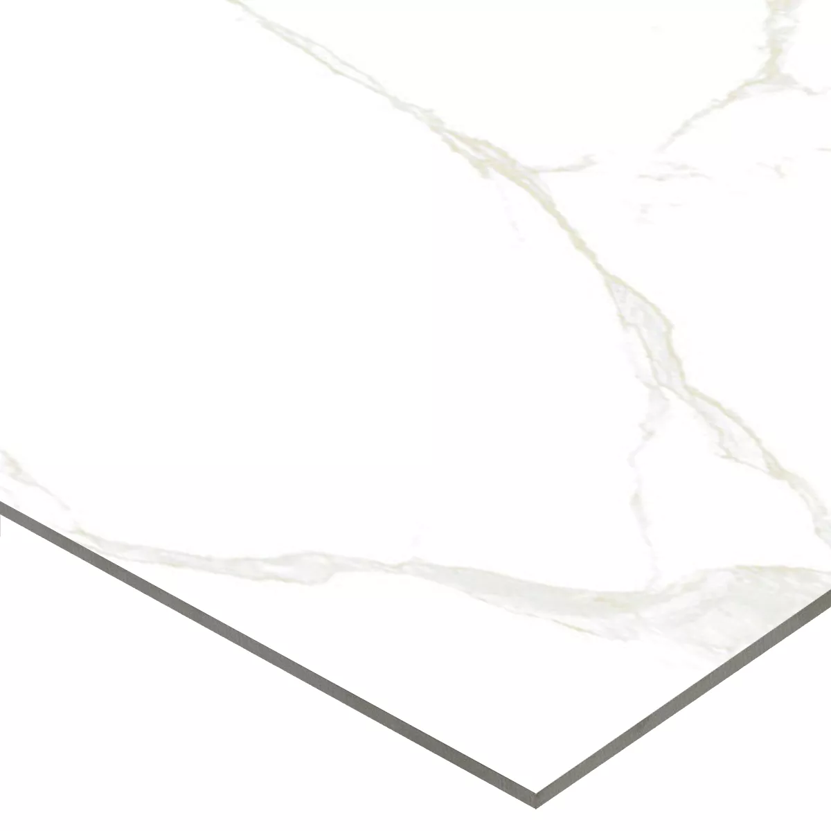 Ladrilhos Ampezzo Calacatta Aparência de Mármore Branco Bege Polido Brilhante 60x120cm